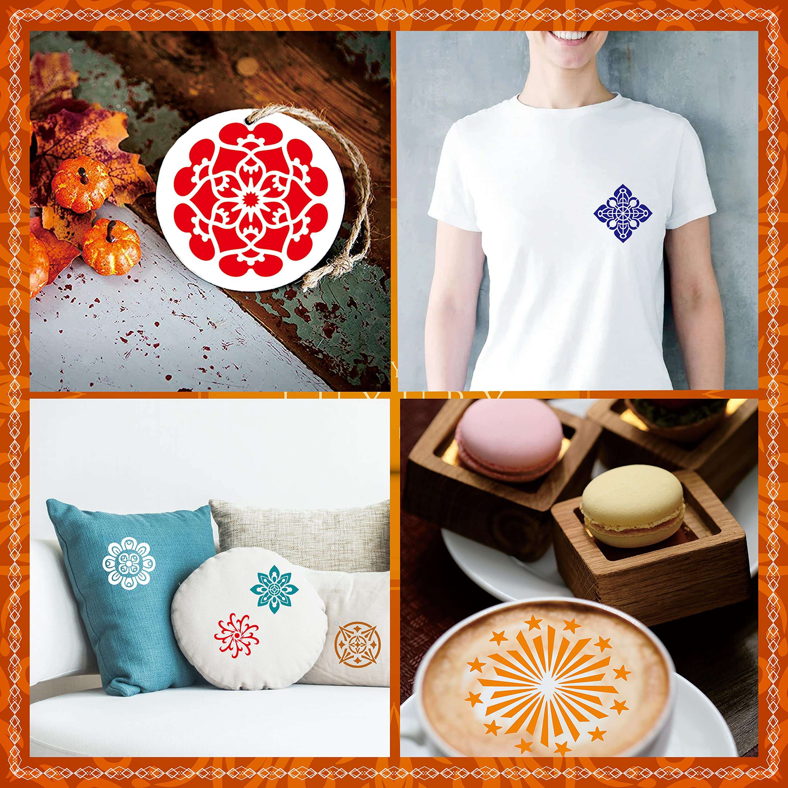 Felixcraft Stencils for Painting, 64pcs 3x3in Reusable Stencils for Painting on Wood Wall Rock and Other Home Decor Small Stencils DIY Craft Template (Mandala) 5