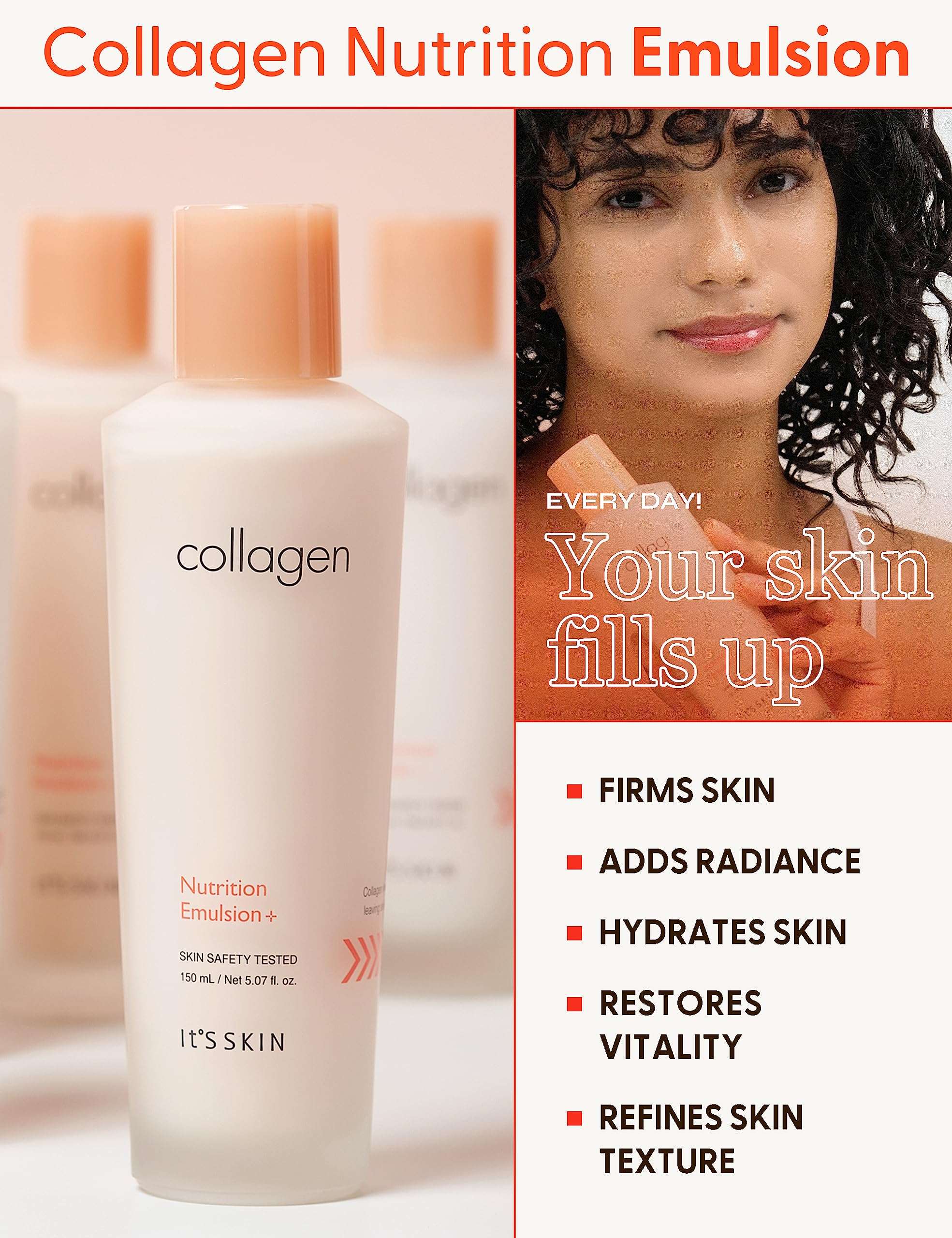 It'S SKIN Collagen Nutrition Emulsion - Marine Collagen Volume & Firming Facial Lotion, Intense Revitalizing & Elasticity for Rough and Aging Skin, 5.07 fl.oz. 2