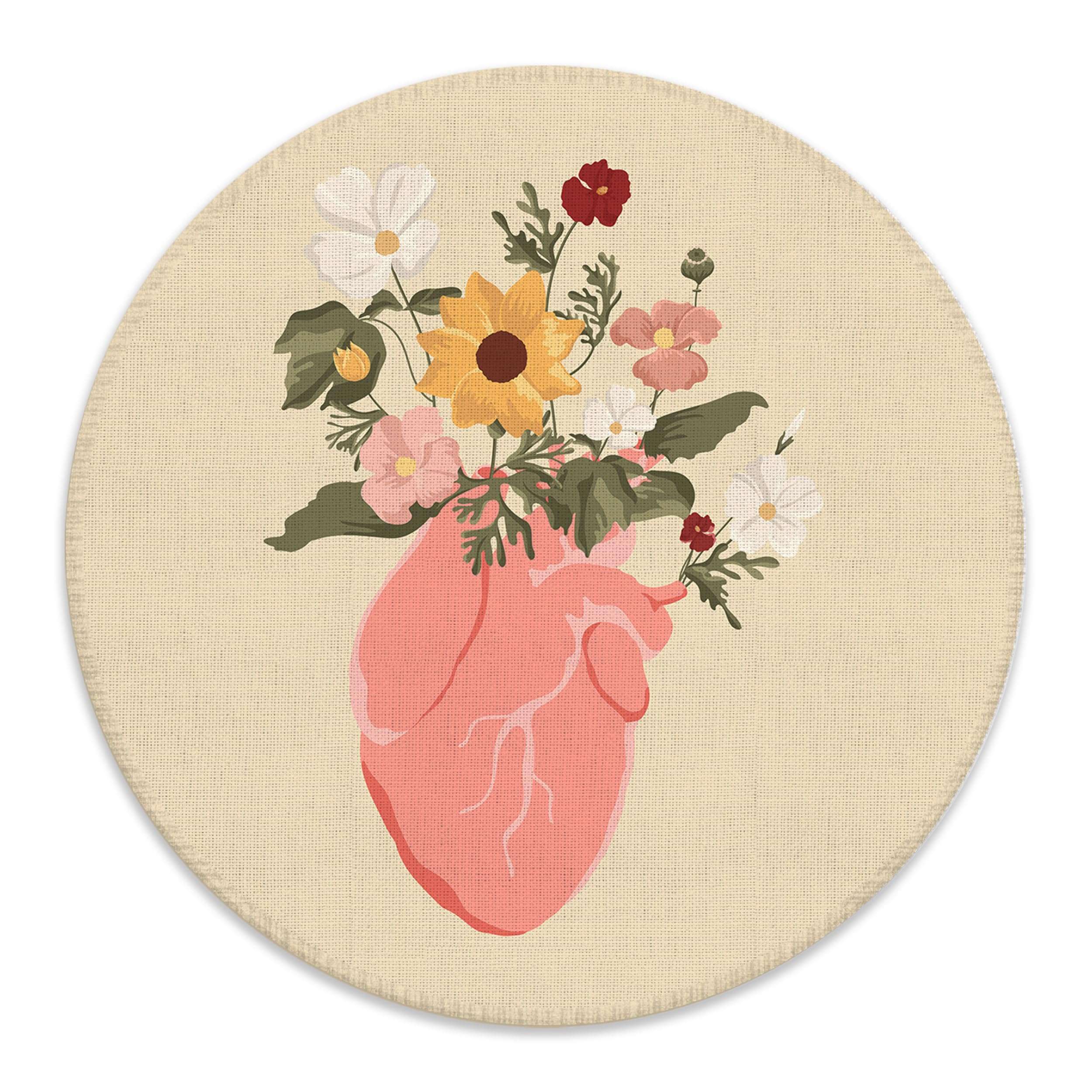 BILLAION Floral Heart Anatomy Mouse Pad for Medical Office Desk, Cardiologist Anatomical Mousepad for Work Wireless Mouse Computers Laptop Desk Accessories, 7.9x7.9 Inch 1