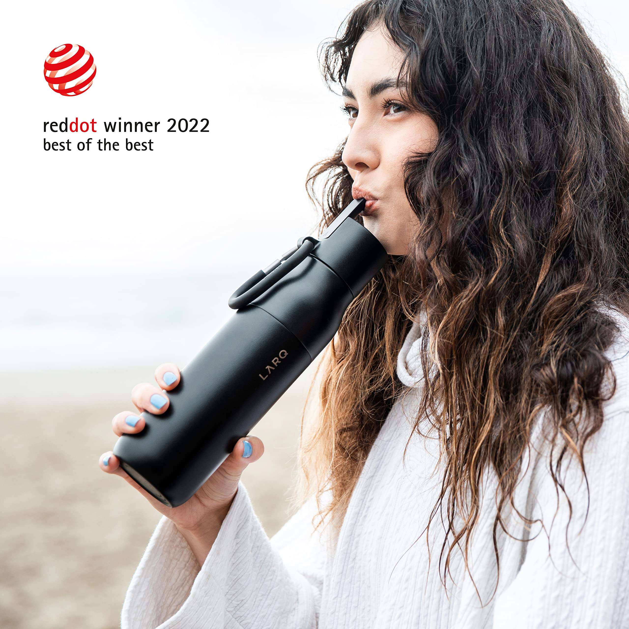 LARQ Bottle Filtered - Insulated Stainless Steel Water Bottle BPA Free with Nano Zero technology and long-lasting filters, Obsidian Black, 17oz 5