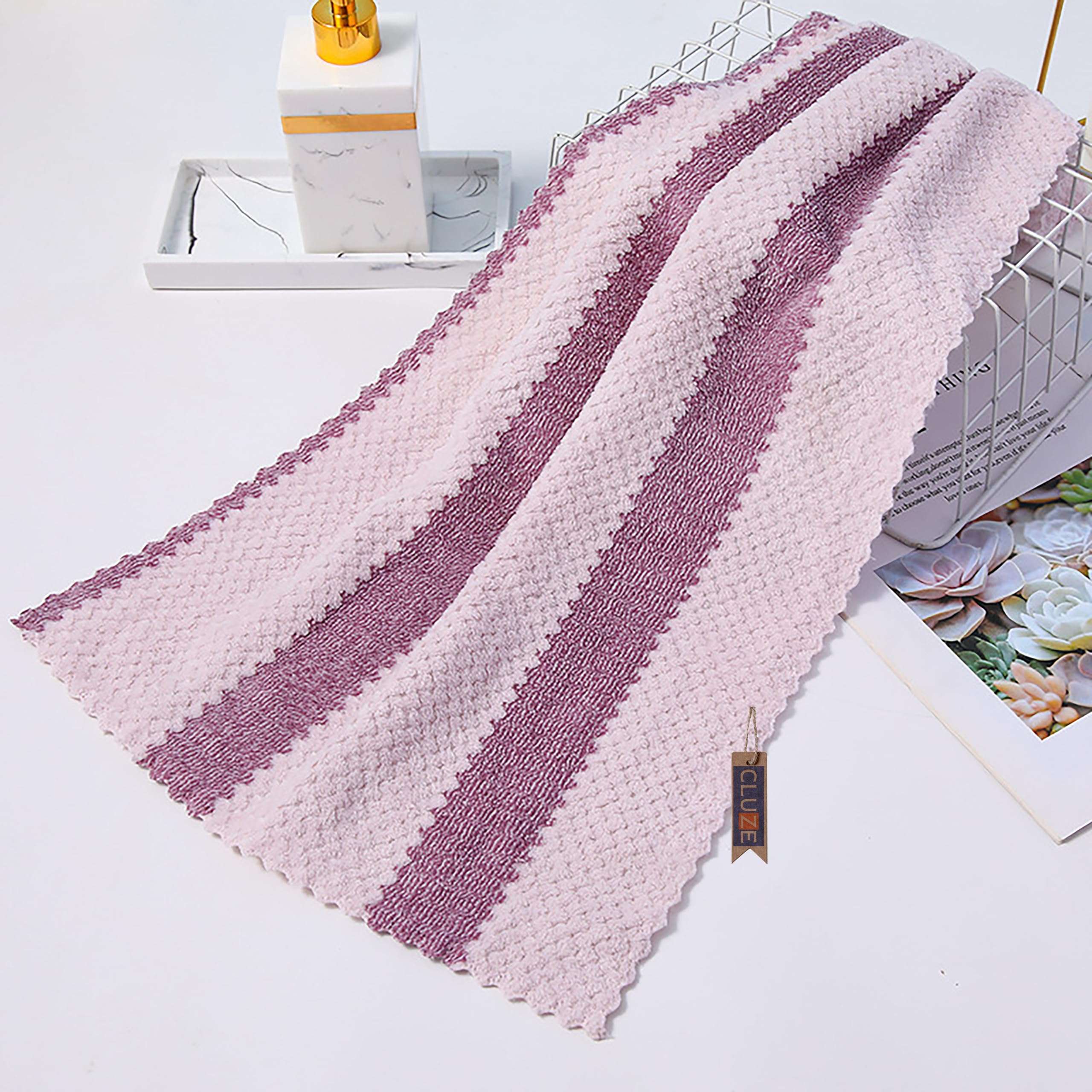 CLUZE Microfiber Face Towel Set, Super Soft Quick Drying Workout Sweat Towels, Hanging and Absorbent Hand Towel for Gym, Bathroom, Travel 35x75 cm (Pack of 5) 4