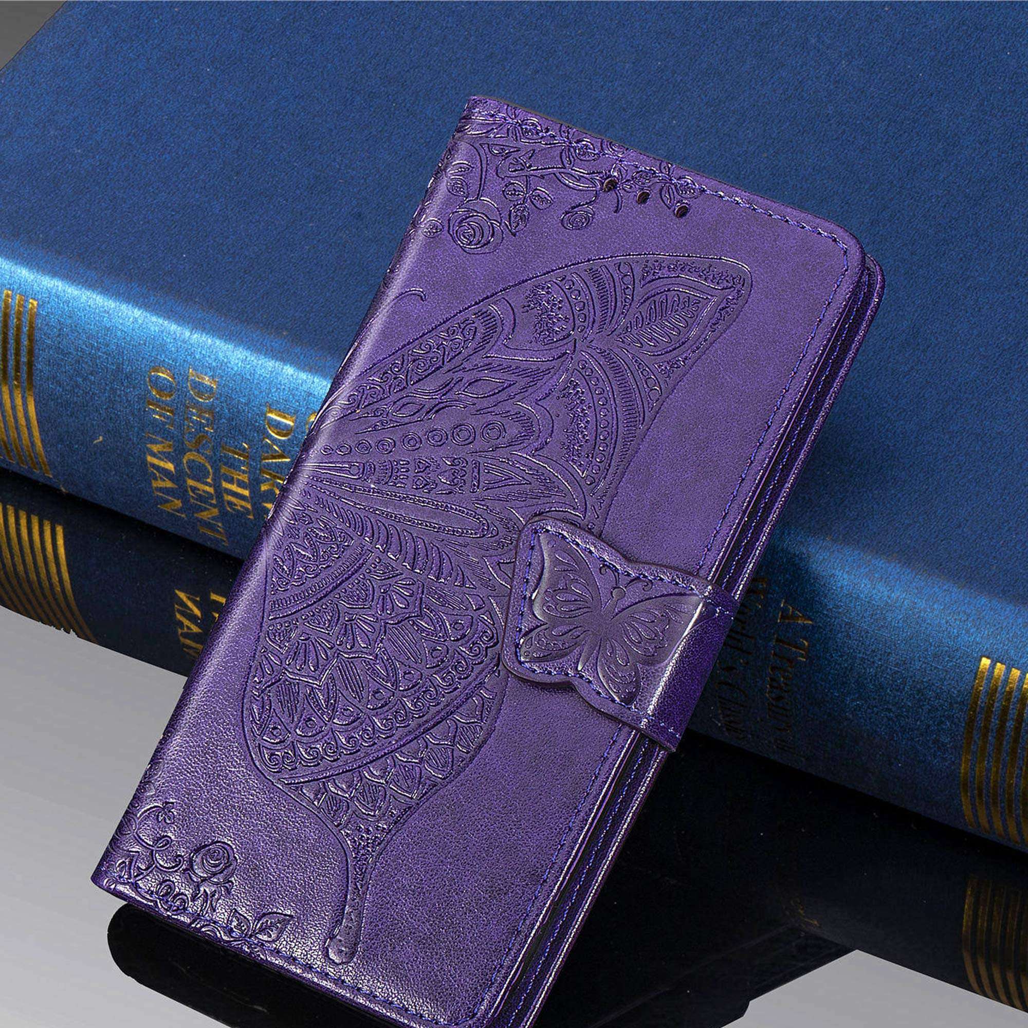 Stilluxy s 20 FE case Wallet flip case 4g 5g Compatible with Samsung Galaxy s20 fe Phone Cover Butterfly Floral for Women and Girl s 20 s20efcase 6.5 inch (Dark Purple) 4