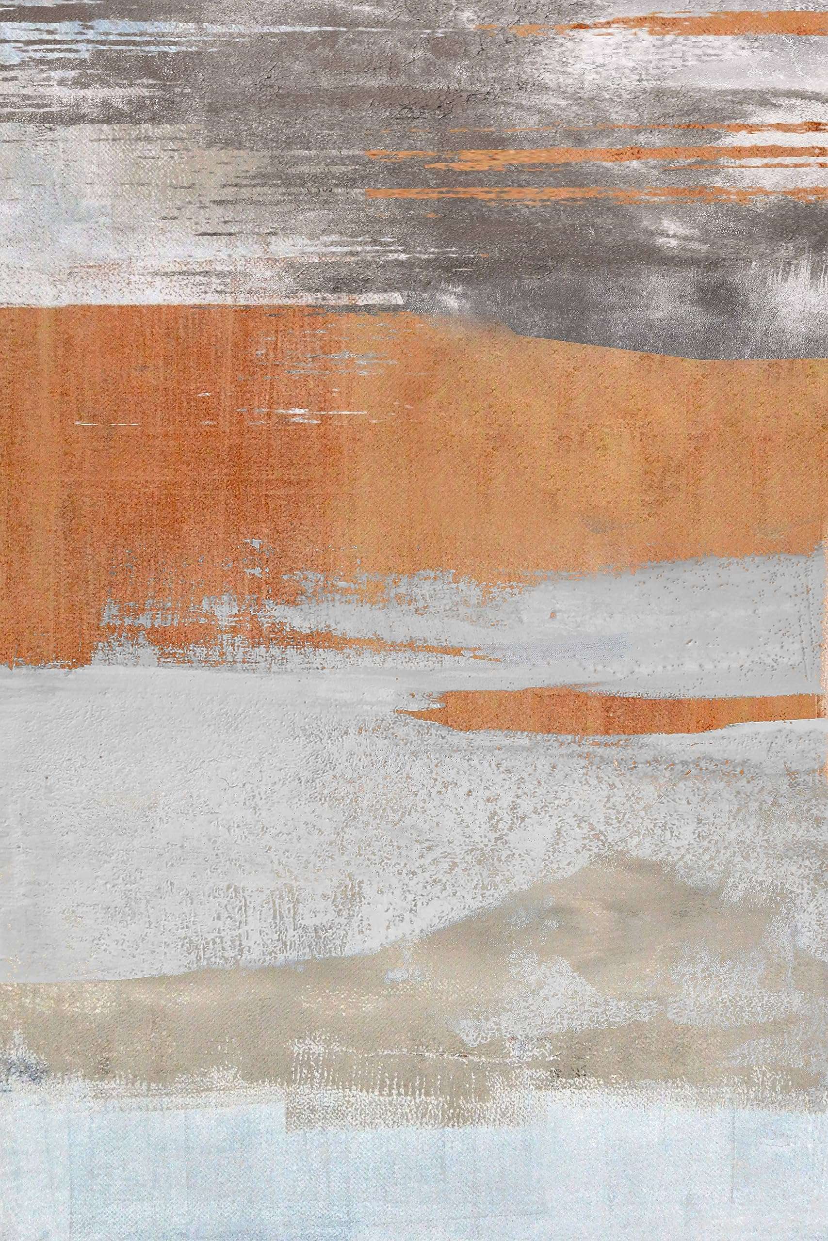 Eroyat Abstract Slim Area Rug, 3x5 Feet Non-Slip for Living Room Bedroom, Indoor Entryway Kitchen, Office - Non-Shedding Soft Low Pile Floor Decor, Gray-Orange 6