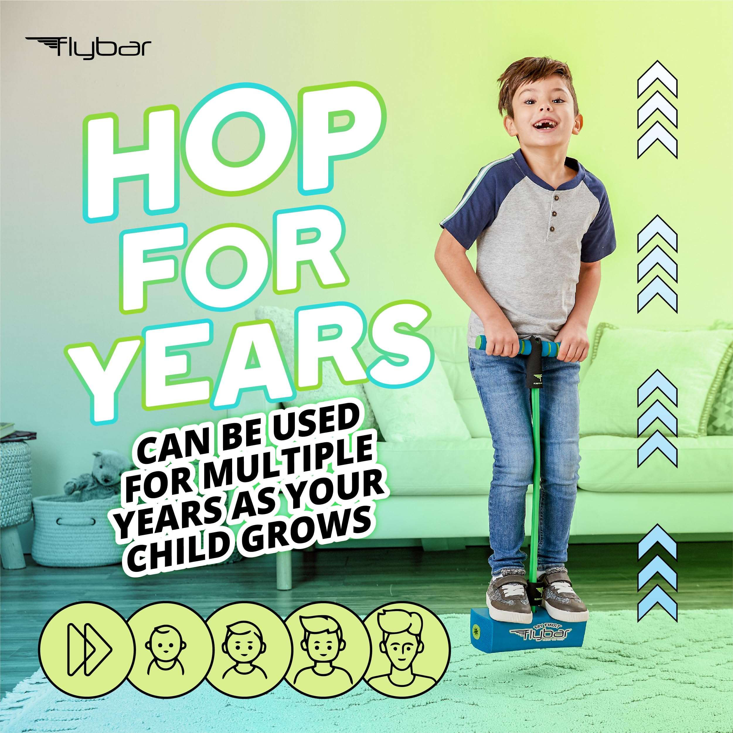 Flybar My First Foam Pogo Jumper for Kids Fun and Safe Pogo Stick, Durable Foam and Bungee Jumper for Ages 3 and up Toddler Toys, Supports up to 250lbs (Blue) 6