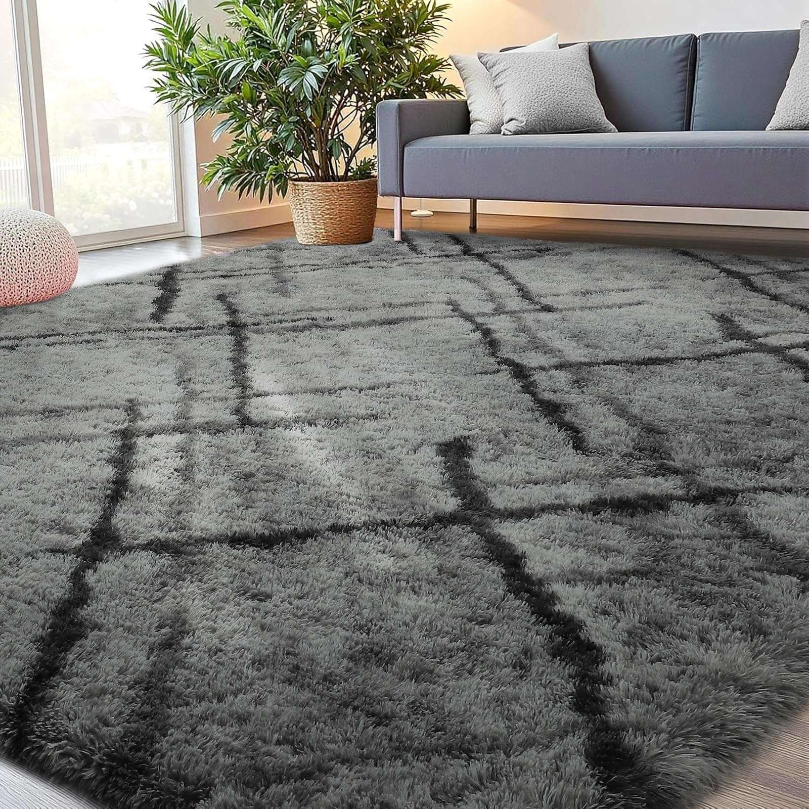 junovo Ultra Soft Area Rugs for Bedroom, 4x6ft Shaggy Rugs for Living Room, Fluffy Modern Rugs for Dorm, Memory Foam Indoor Carpet for Bedside Kids Teens Room Nursery Home Decor, Pink 6