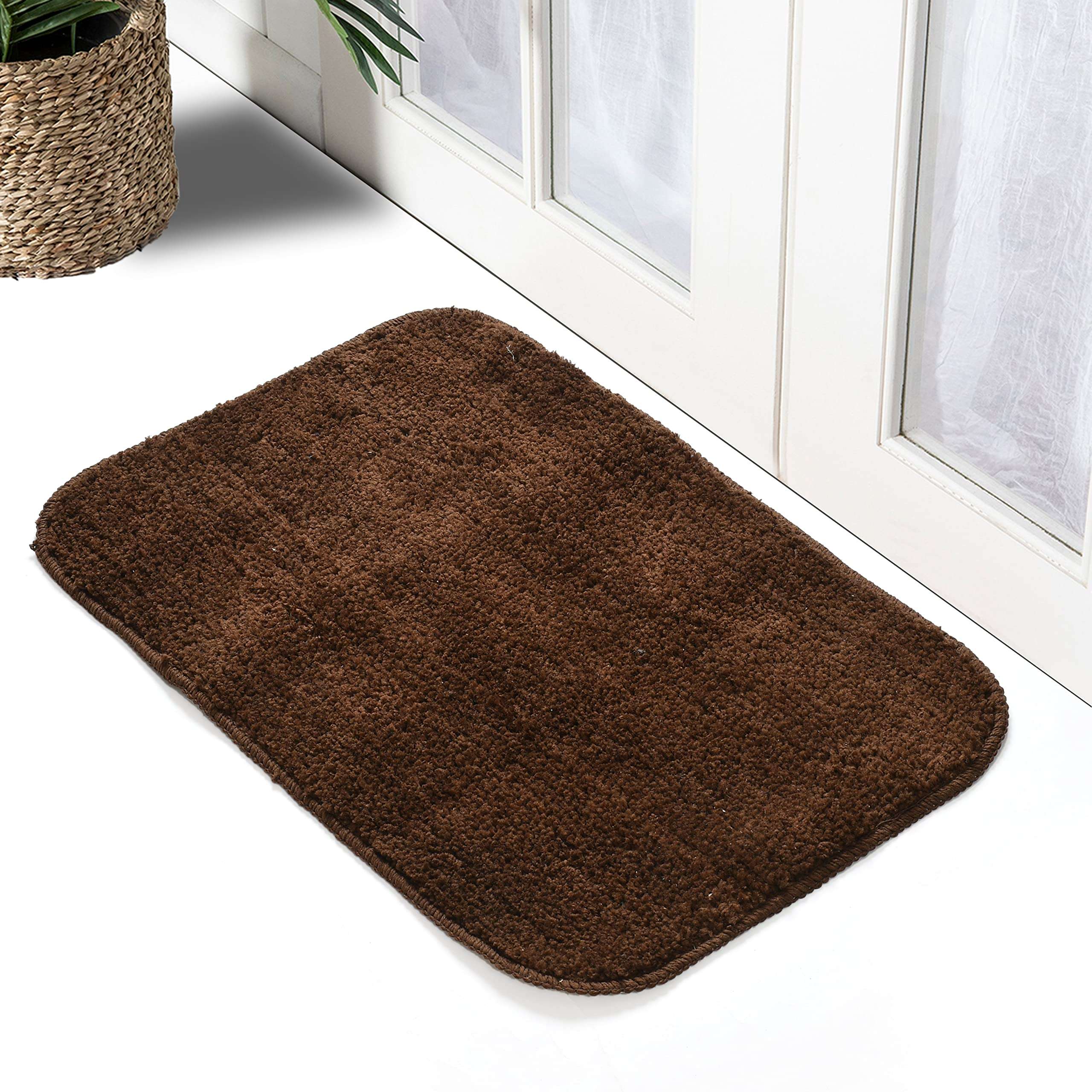 TIB Soft Microfiber Anti-Skid Bath Mat (Coffee, 40X60cm) - Pack of 2 1