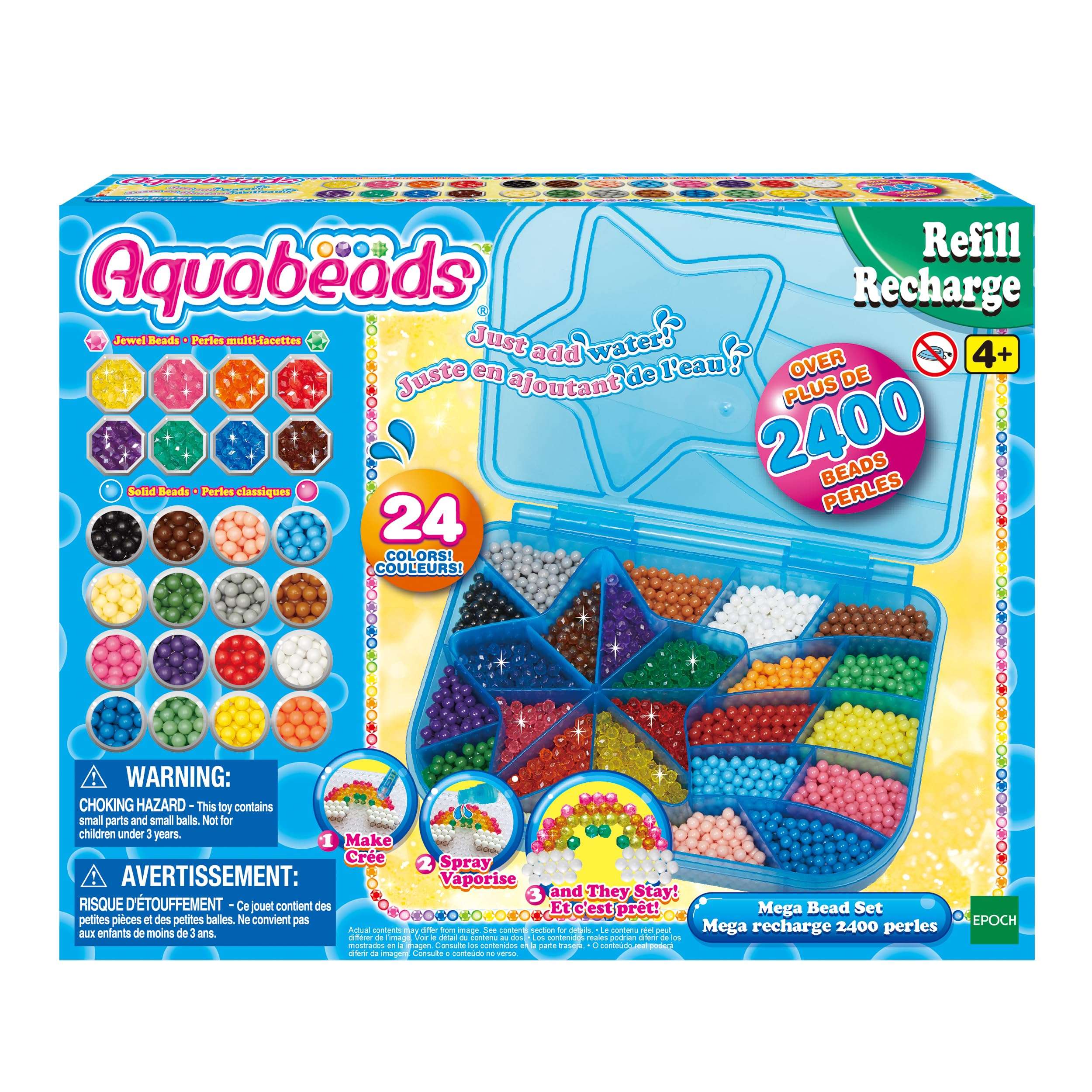 Aquabeads Mega Bead Set - Arts & Crafts Bead Refill Kit for Children Ages 4+ - Includes Over 2,400 Beads and Shooting Star Storage Case