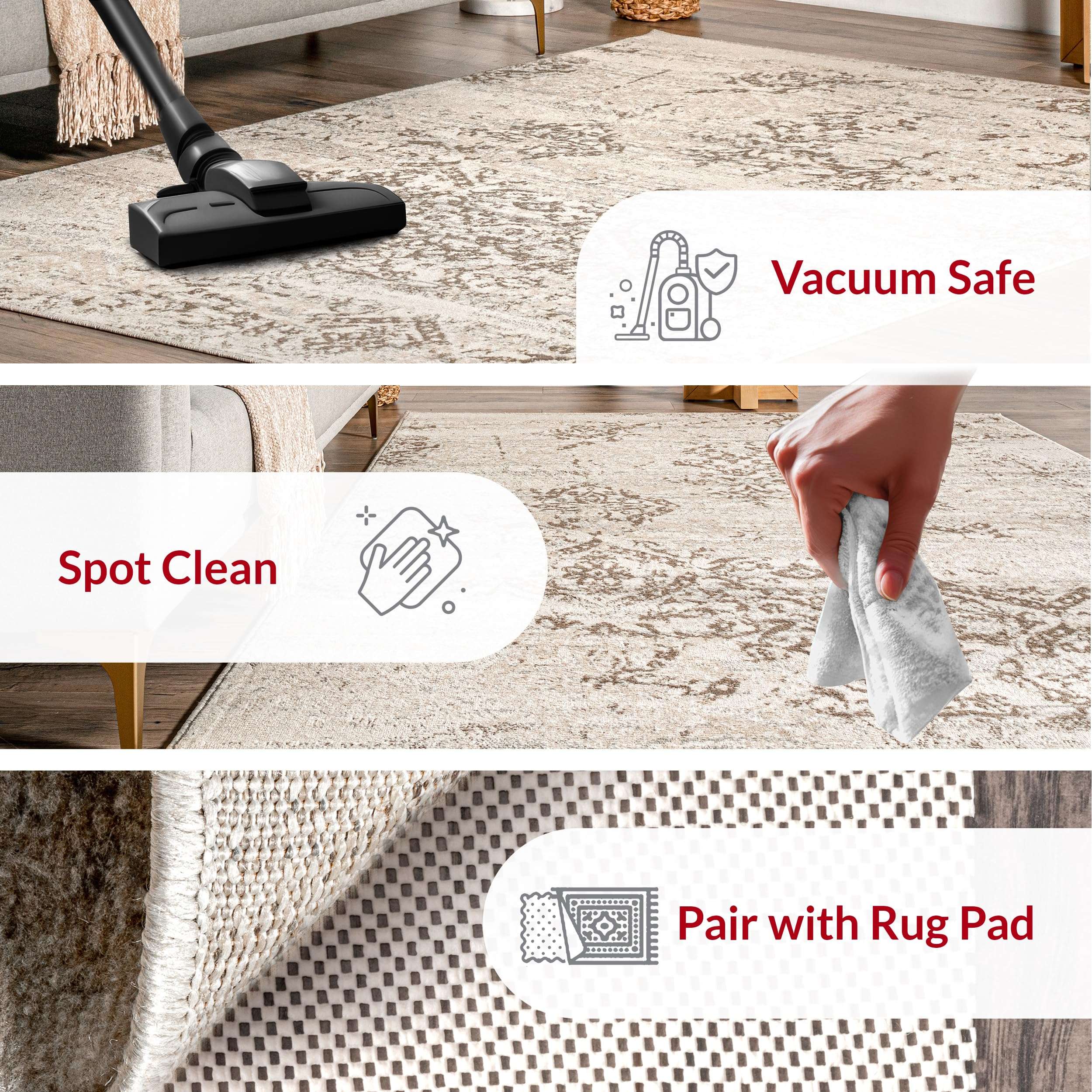 nuLOOM Freja Faded Floral Runner Rug, 2' 6" x 10', Beige 2