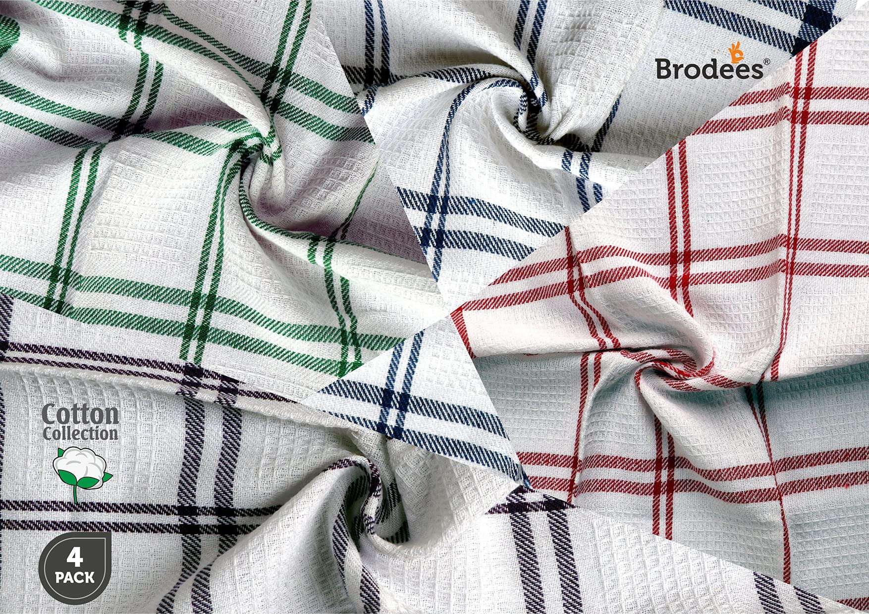 BRODEES Kitchen Towel Pack of 4 Pcs | Big Check Kitchen Towel | Size 40 x 60 cm | Red, Blue, Green & Purple Color 6