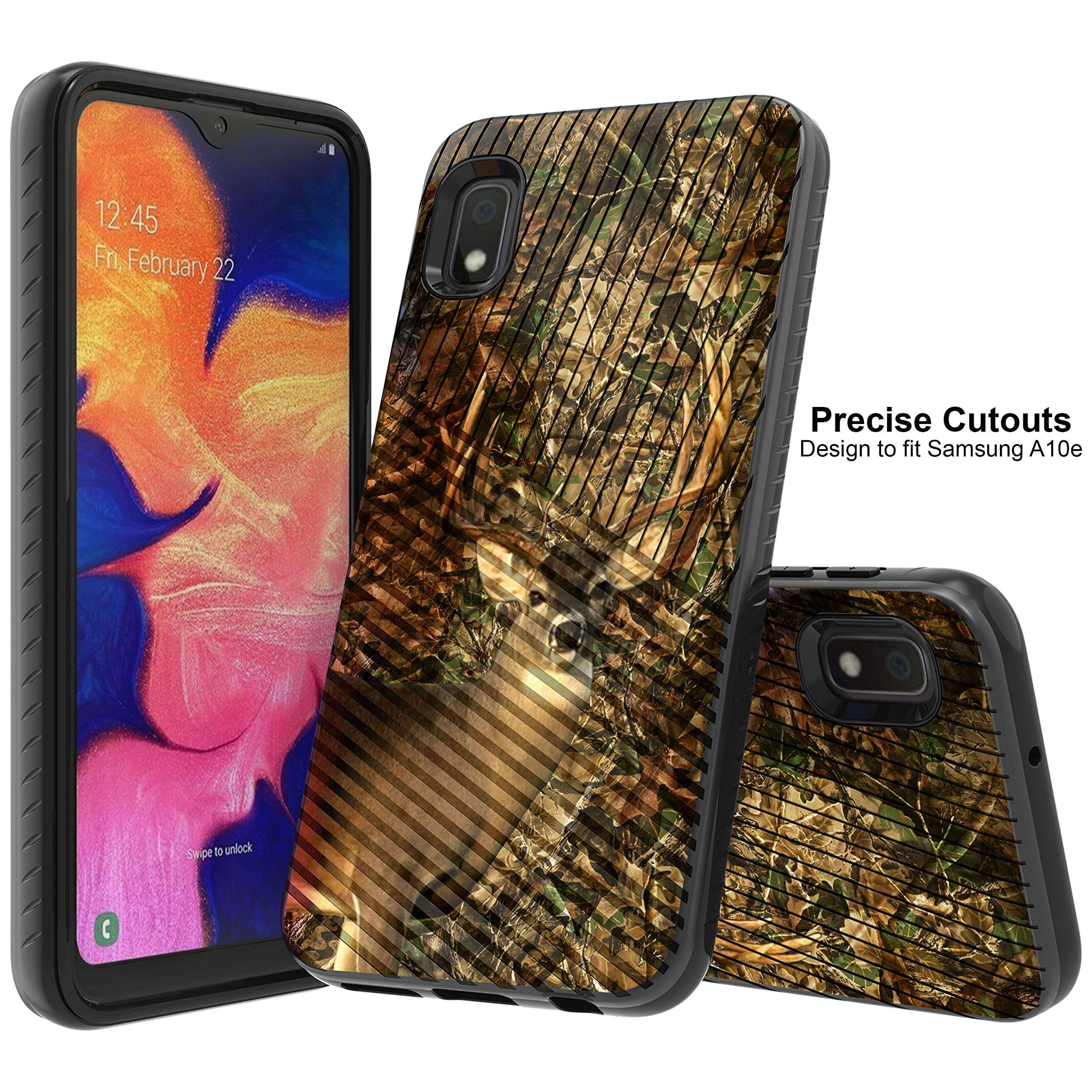 MINITURTLE Compatible with Samsung Galaxy A10e, Samsung Galaxy A20e Hard Shell Embossed Case Protective Dual Layer - Deer Hunting Camo 4