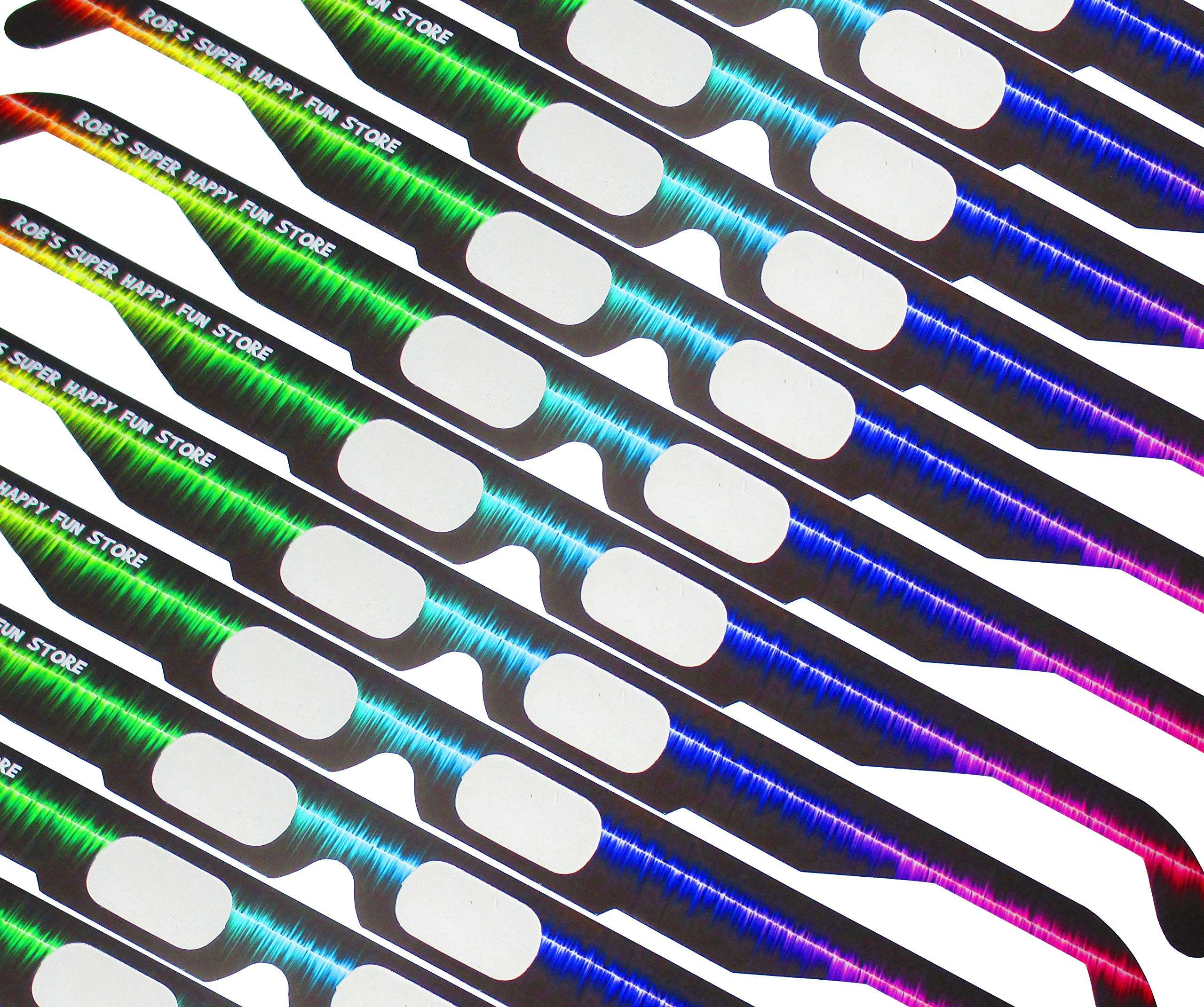 Fireworks Diffraction Glasses - 25 Rainbow Hearts (Plain White Frames) plus 25 Starburst Effect (Rave Waves Frames) - 50 Glasses Total for Fireworks, Holiday Lights, Wedding Receptions, Rave Events 6