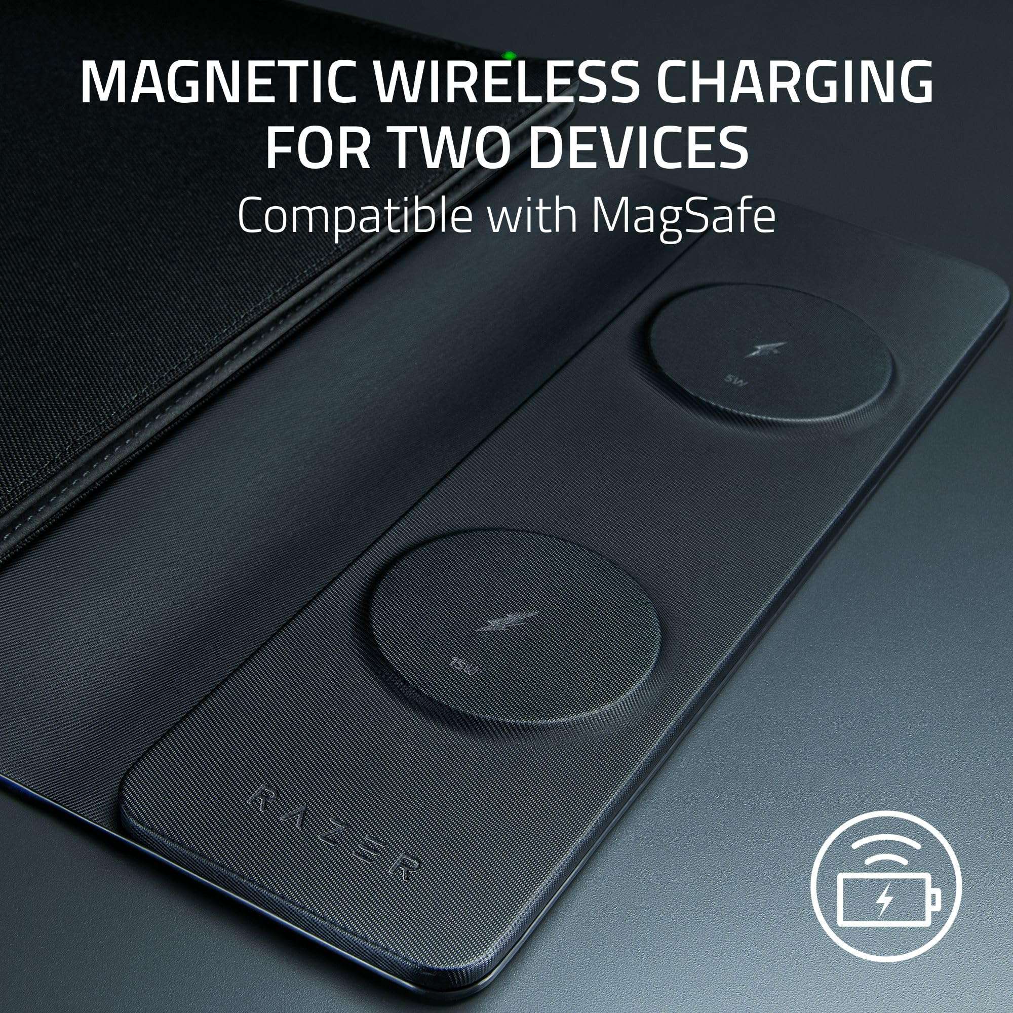 Razer 16" Laptop Sleeve with Wireless Charging: Fits Up to 16 Inches Laptops - Durable Polyester Weave - Padded Interior with Reinforced Edges - Fast Charging for 2 Devices & Compatible with MagSafe 3