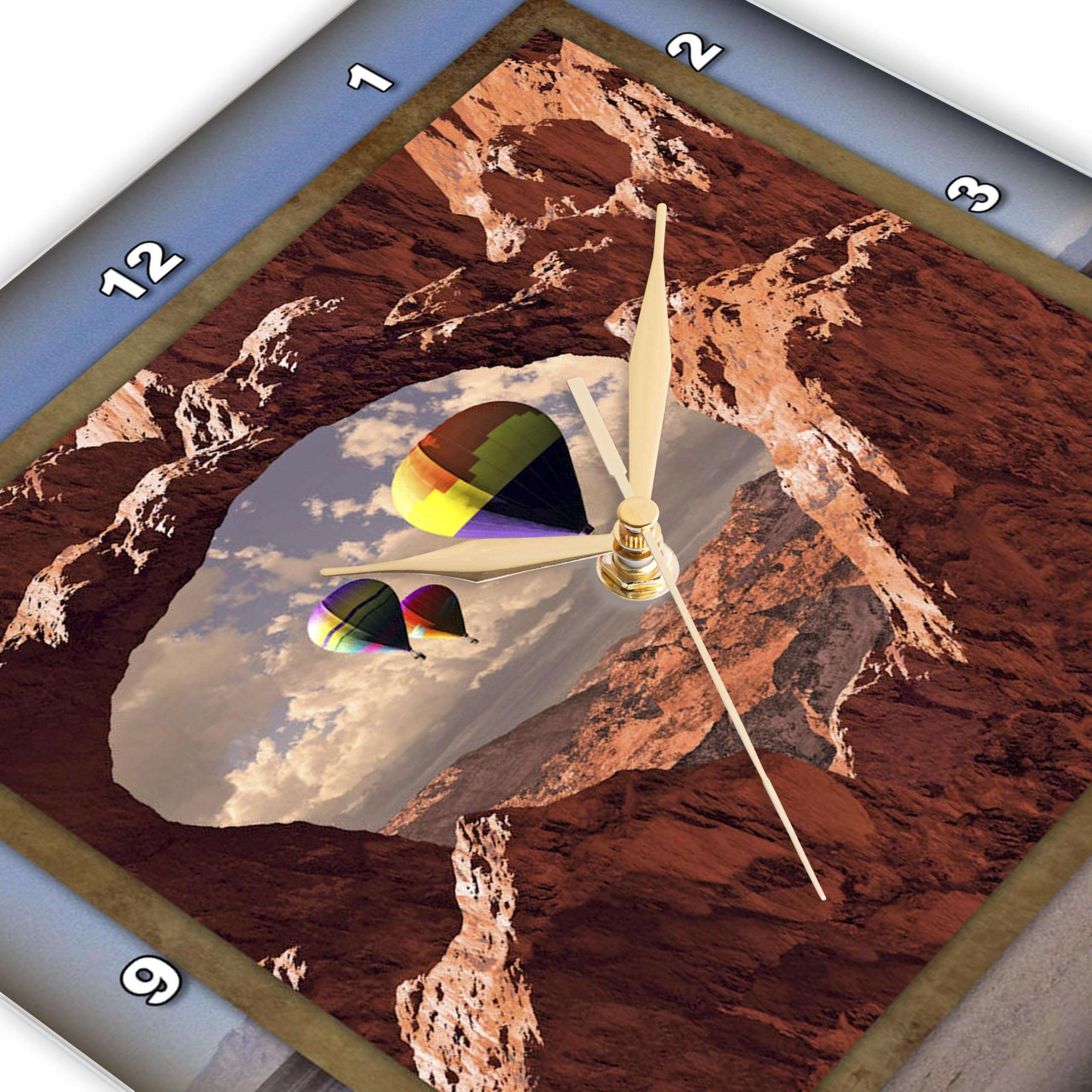 3dRose DPP_41300_3 Hot Air Balloons in The Southwest Wall Clock, 15 by 15-Inch 4