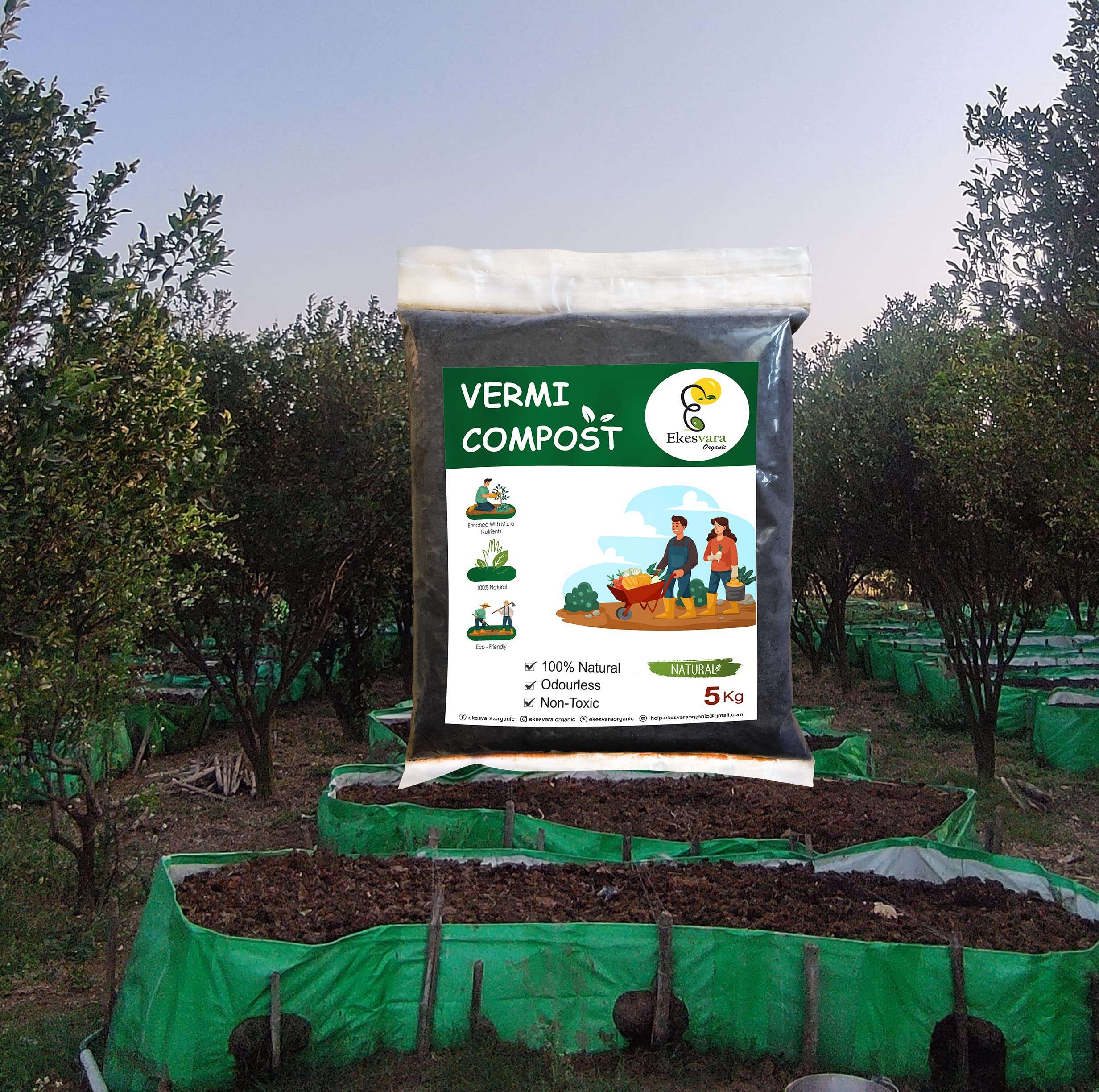 Ekesvara Organic Vermicompost Fertilizer Manure for Plants - 5 KG 5