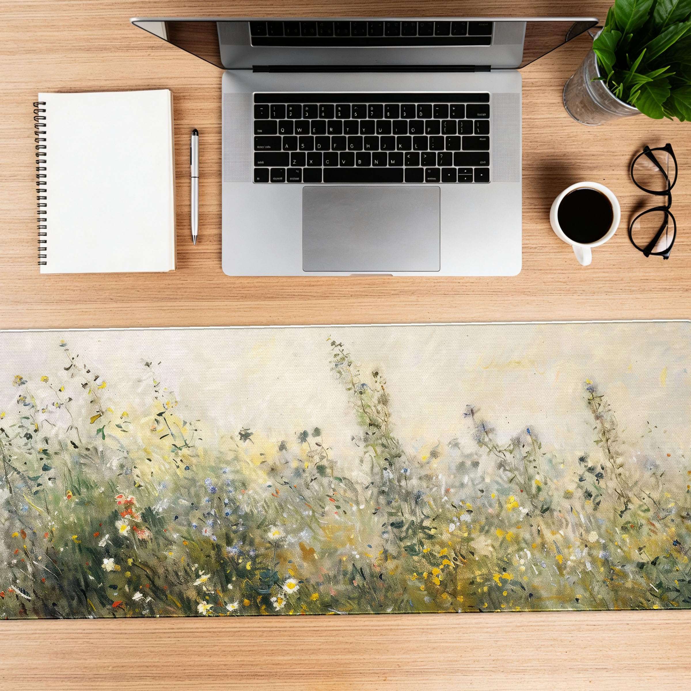 Yellow Wildflower Large Mouse Pads for Desk Accessorie,Retro Flroal Desk Mat,Office Supplies for Women 31.5x11.8 in 4