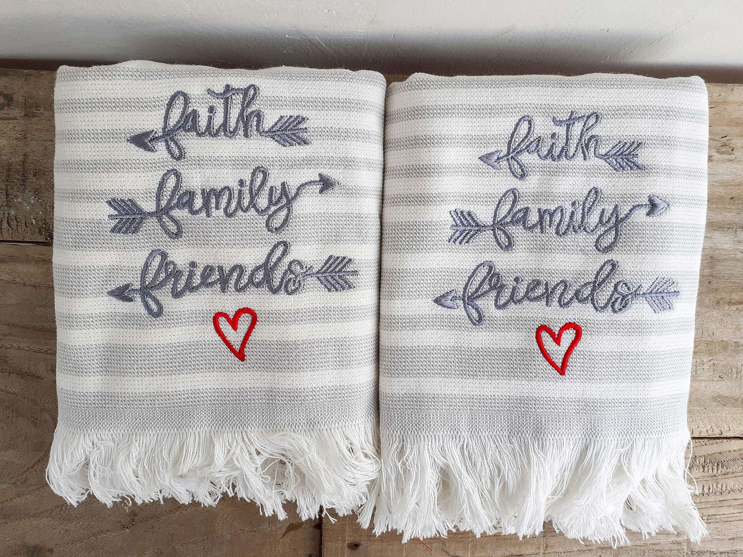 Vivid Deccor- Grey Embroidered Kitchen Towels(Set of 2) (Peach) 2