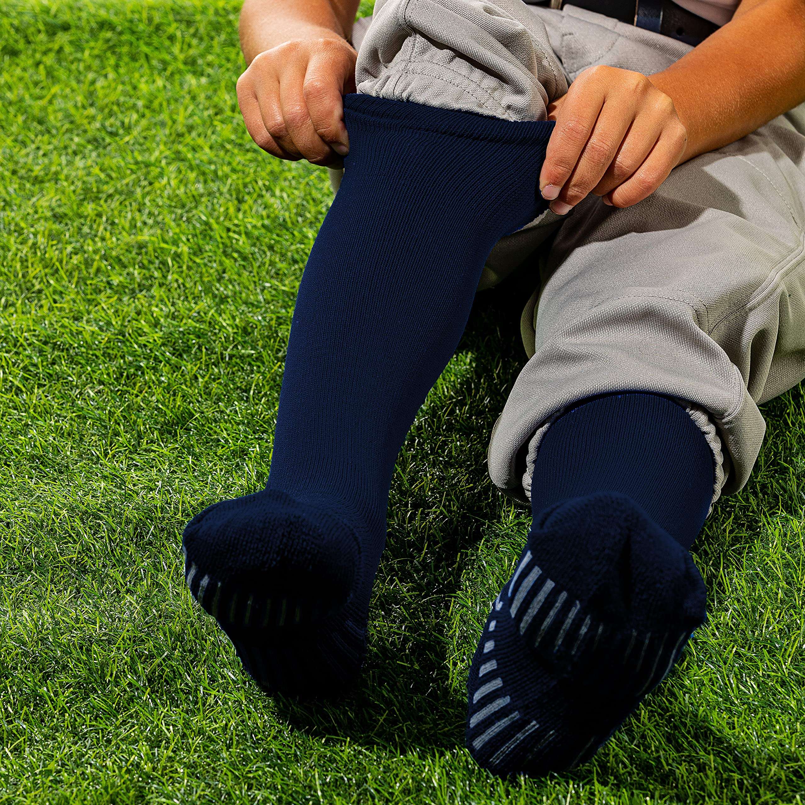 Franklin Sports Youth-Baseball + Softball Socks - Navy-Baseball + Softball Knee Socks for Kids - Boys + Girls Tall Sports Socks - Youth Small 4