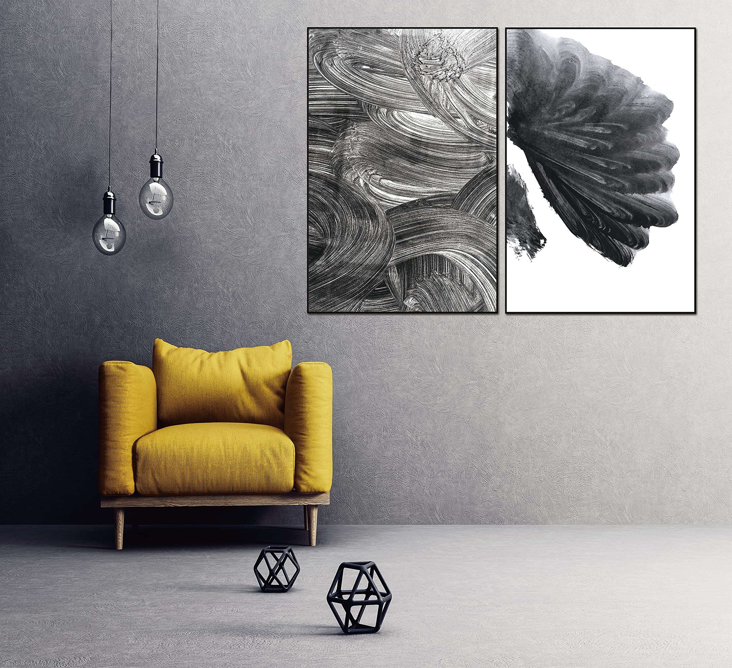 Whiteline Modern Living Paco 2-Piece 40"x60" (each) Canvas Wall Art, Black PS Frame