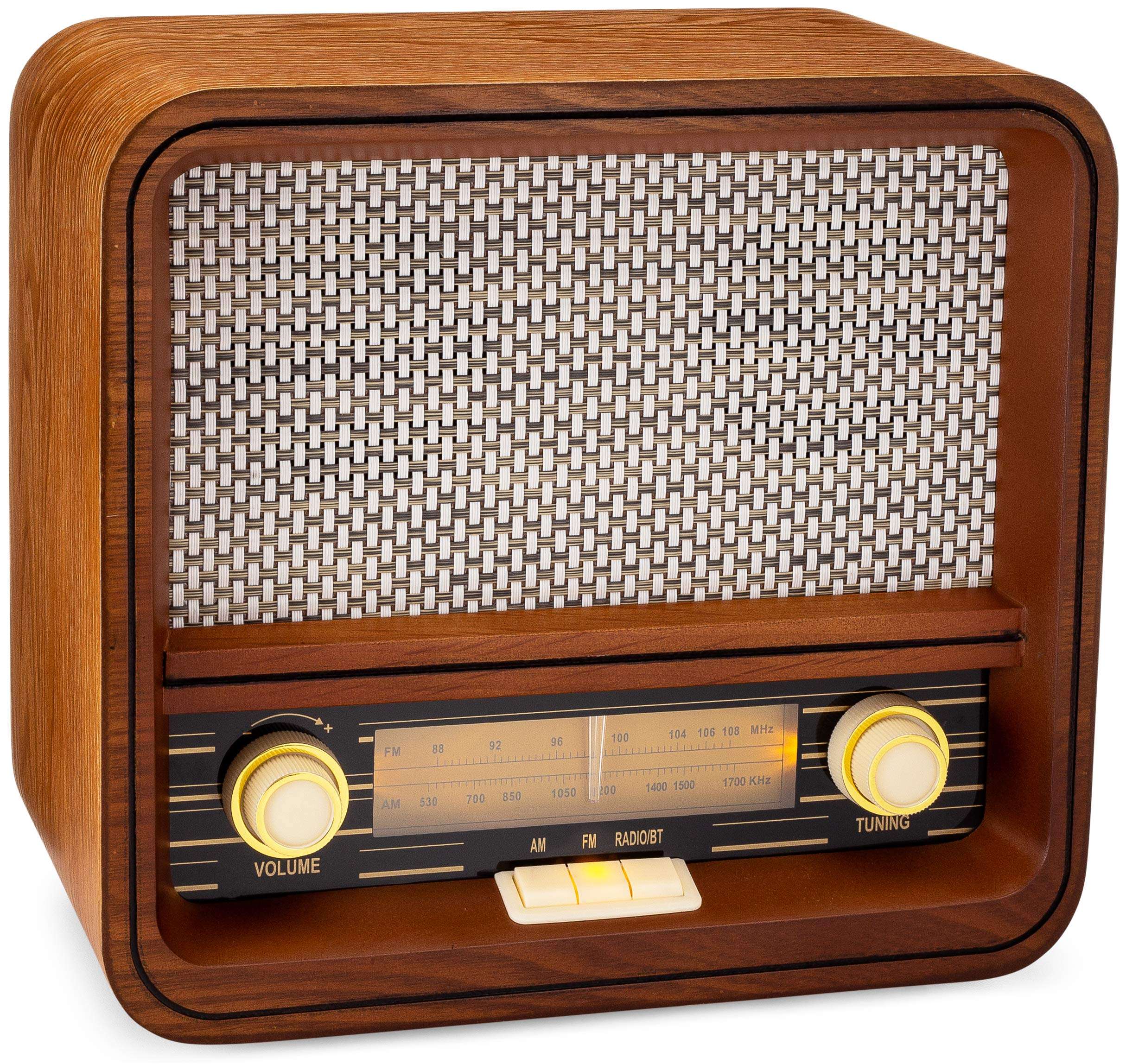 ClearClick Classic Vintage Retro Style AM/FM Radio with Bluetooth & Aux-in - Handmade Wooden Exterior 1