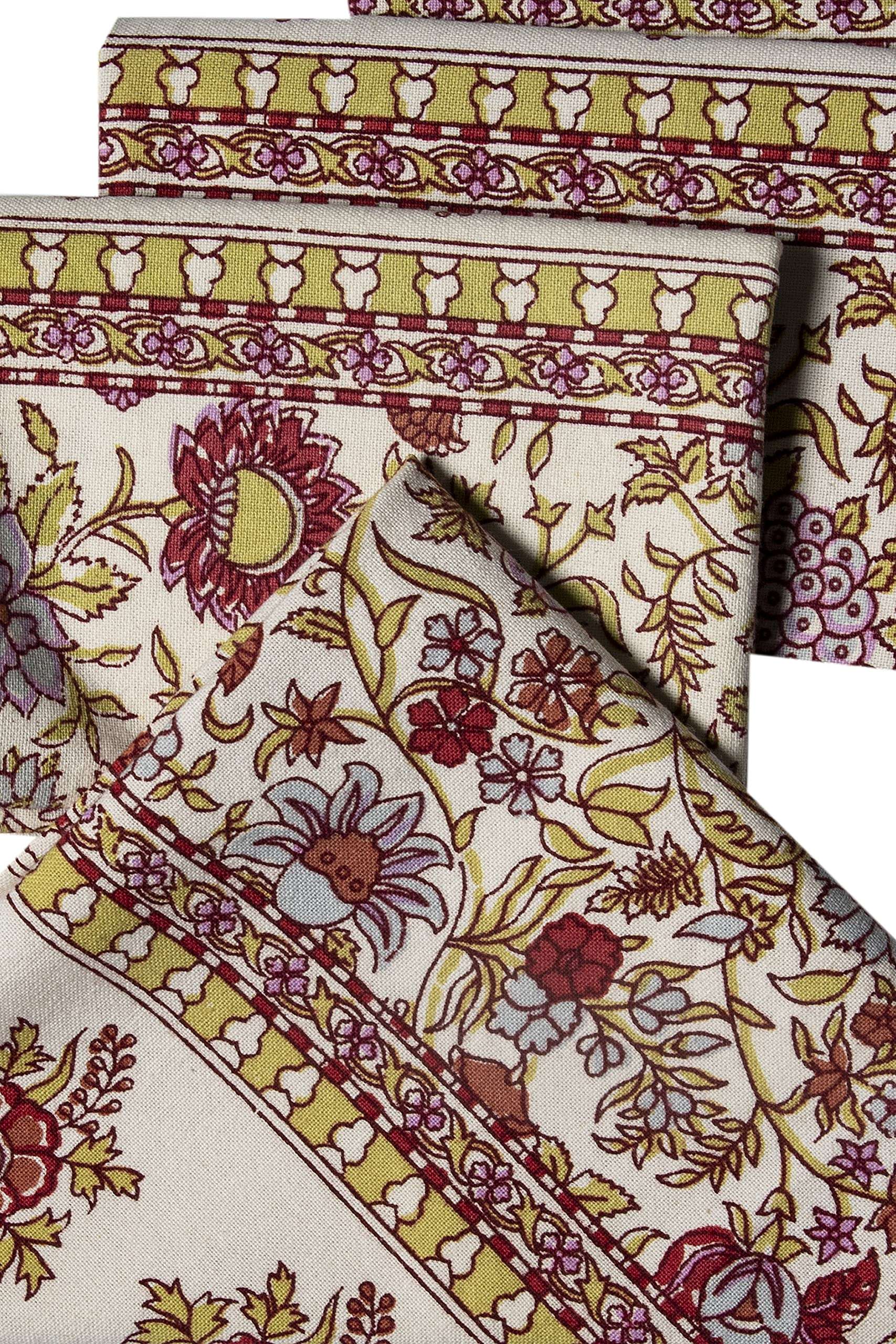 CONTRAST LIVING Deryms Hand Block Printed Kitchen Towel/Dish Towel/Hand Towel Multi Color Set of 3 Pcs 2