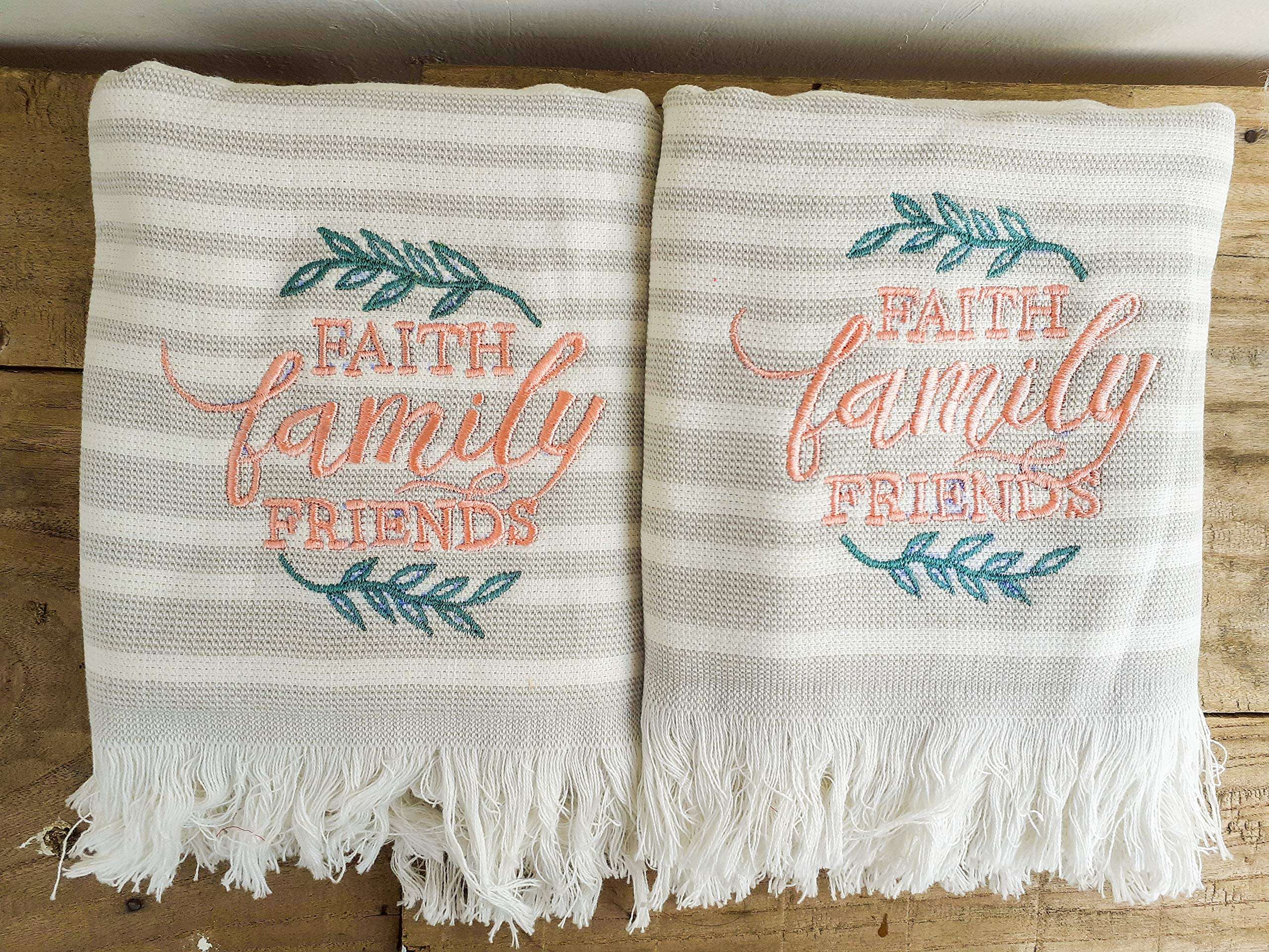 Vivid Deccor- Grey Embroidered Kitchen Towels(Set of 2) (Peach) 3