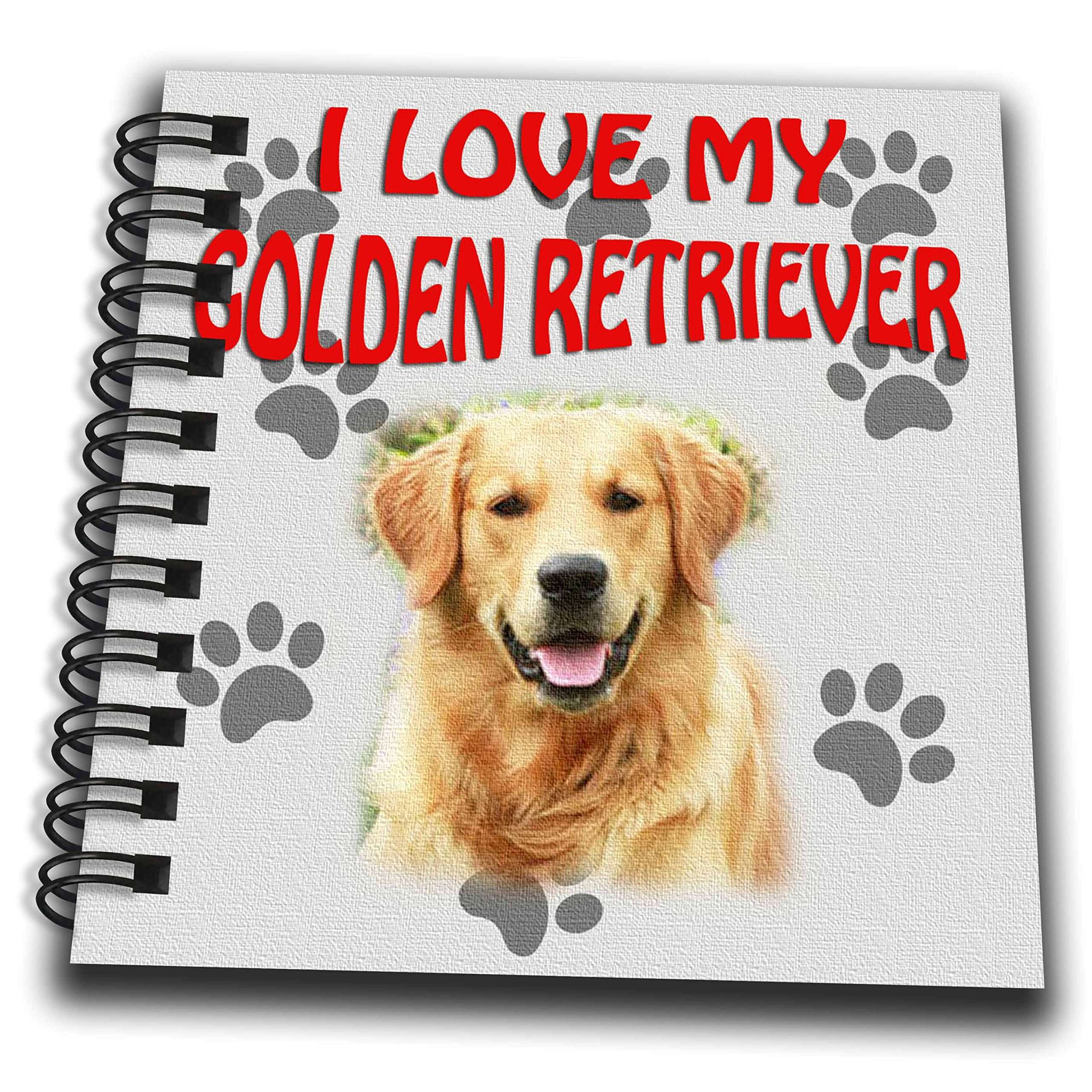 3D Rose I Love My Golden Retriever. Canvas. Cute Dog Mini Notepad, 4" x 4" 1