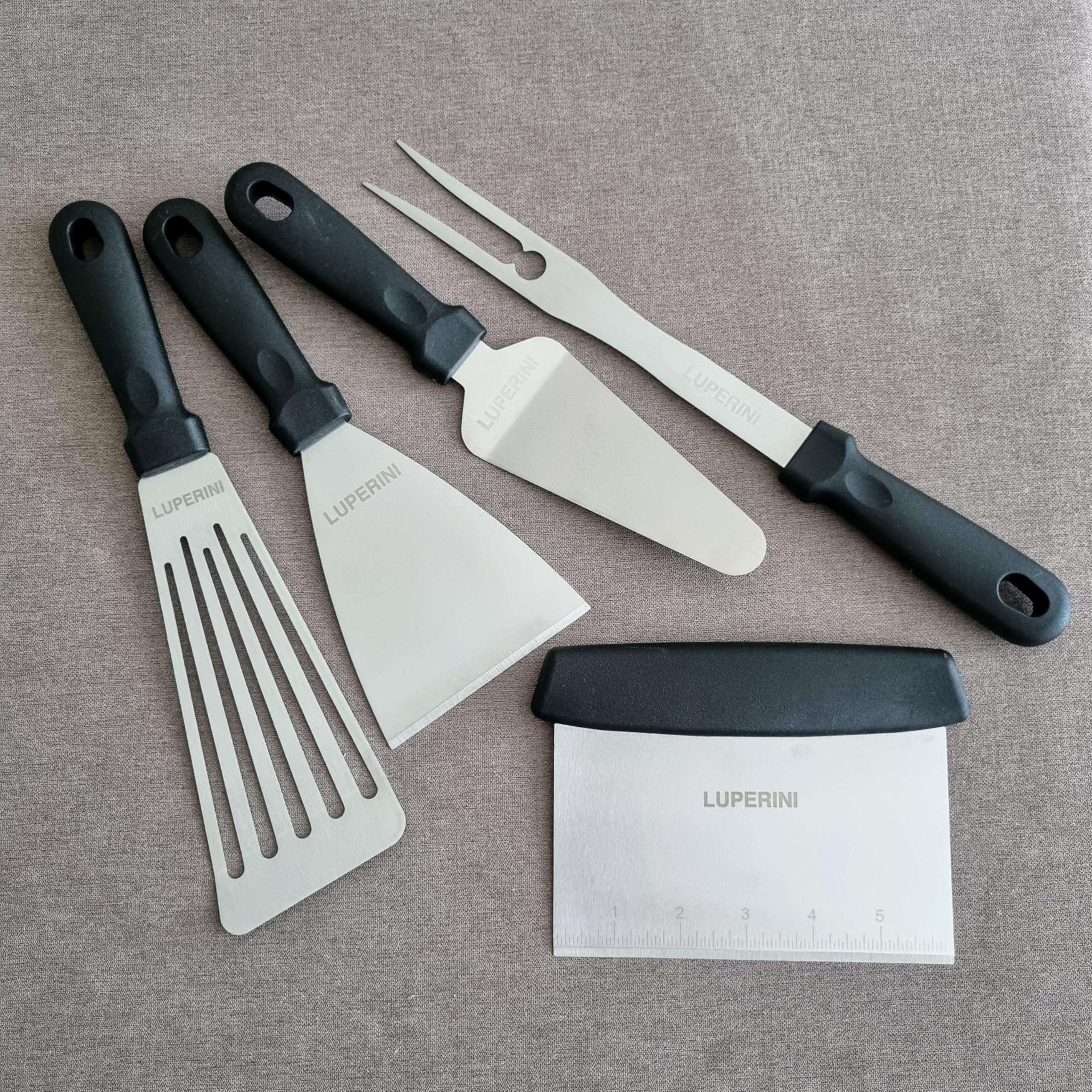 LUPERINI. Stainless Steel Spatula Set. Barbecue Turner. Grill Spatula for Meat, Fish, Egg, Pancake, Burger and Vegetable. Spatula for Restaurant, Bar, Hotel, Kitchen, Gift. Grilling Accessories. 4