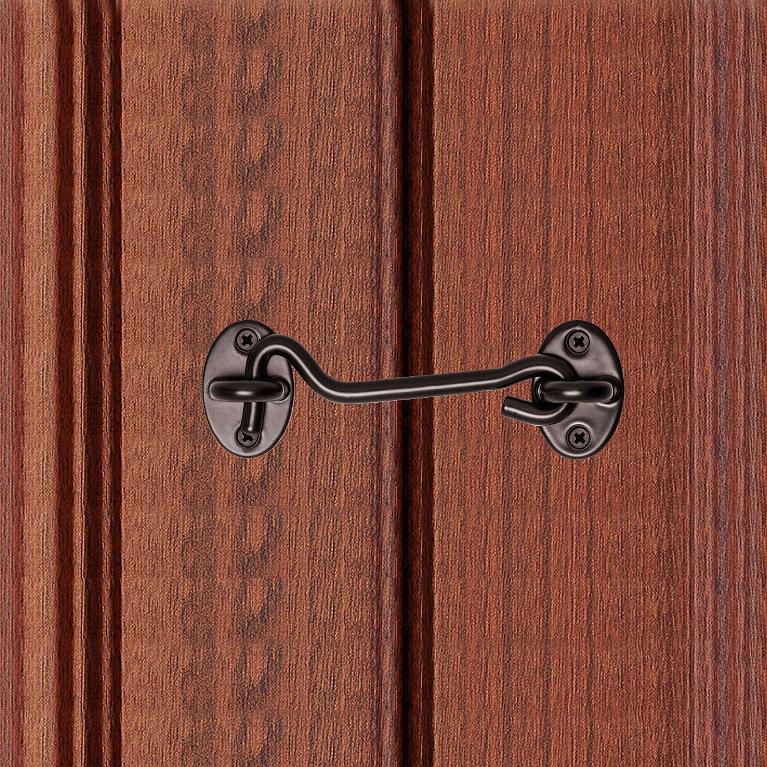 Barn Door Lock 2 Pack 4'' Barn Door Latch Stainless Steel Window Hook Privacy Hook and Eye Latch for Gate, Wooden Doors, Sliding Doors, Garages and Bathrooms (White) 6