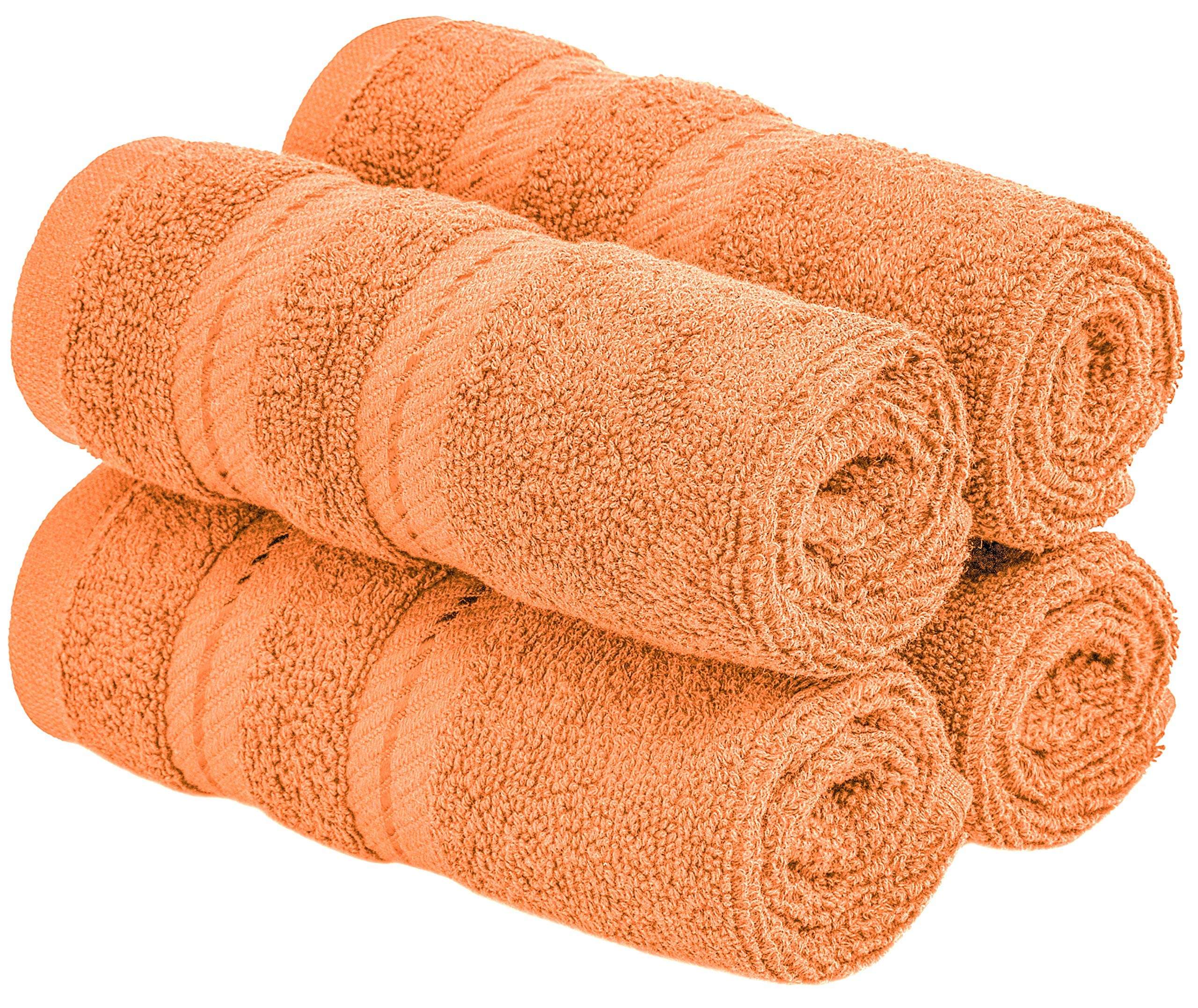 AmericanSoftLinen Turkish Cotton, Luxury Hotel Quality for Maximum Softness & Absorbency for Face, Hand, Kitchen & Cleaning (4-Piece Washcloth Set, Malibu Peach) 2