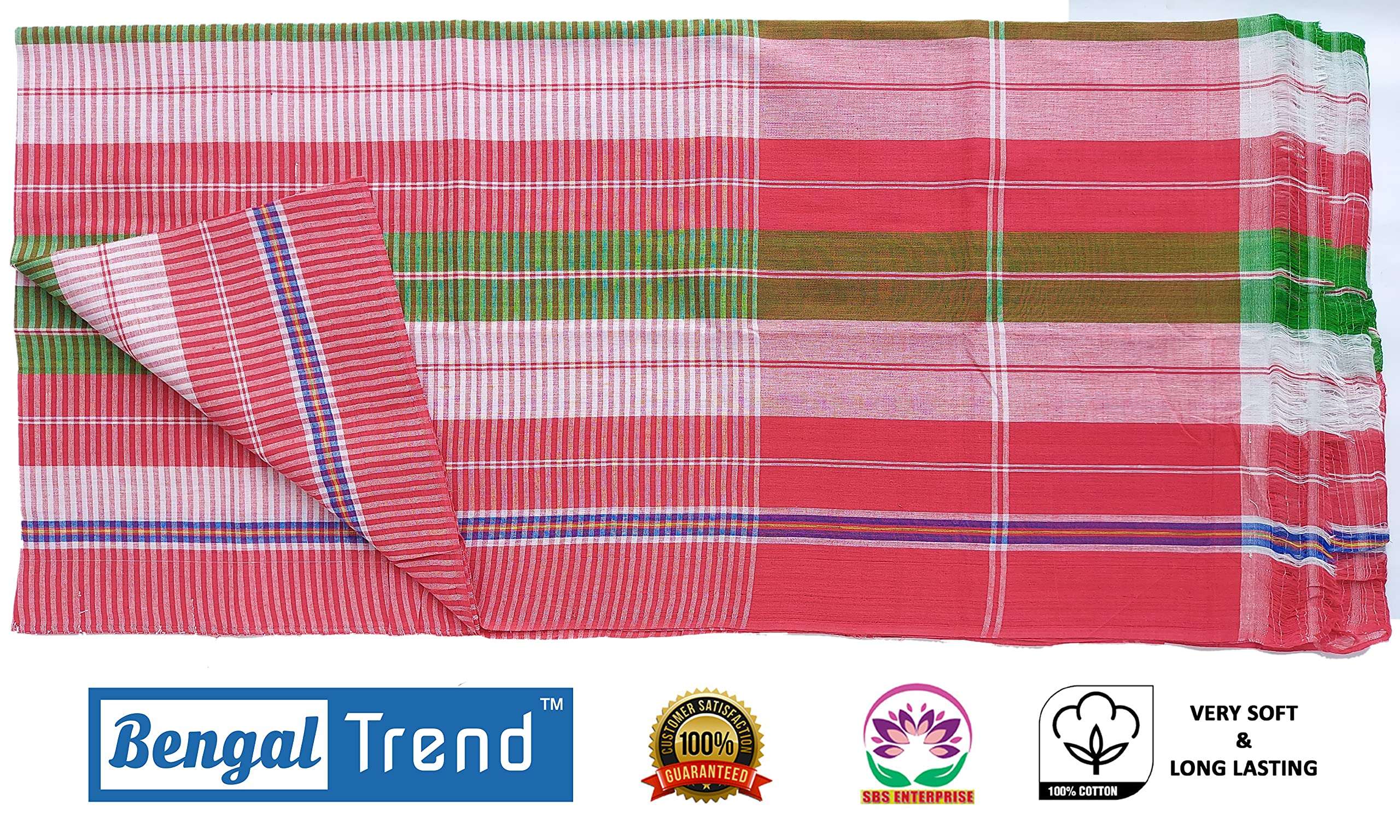 Bengal Trend Cotton Gamcha for Men and Women (Large XXXL, Multicolor) -Combo Set of 3 5