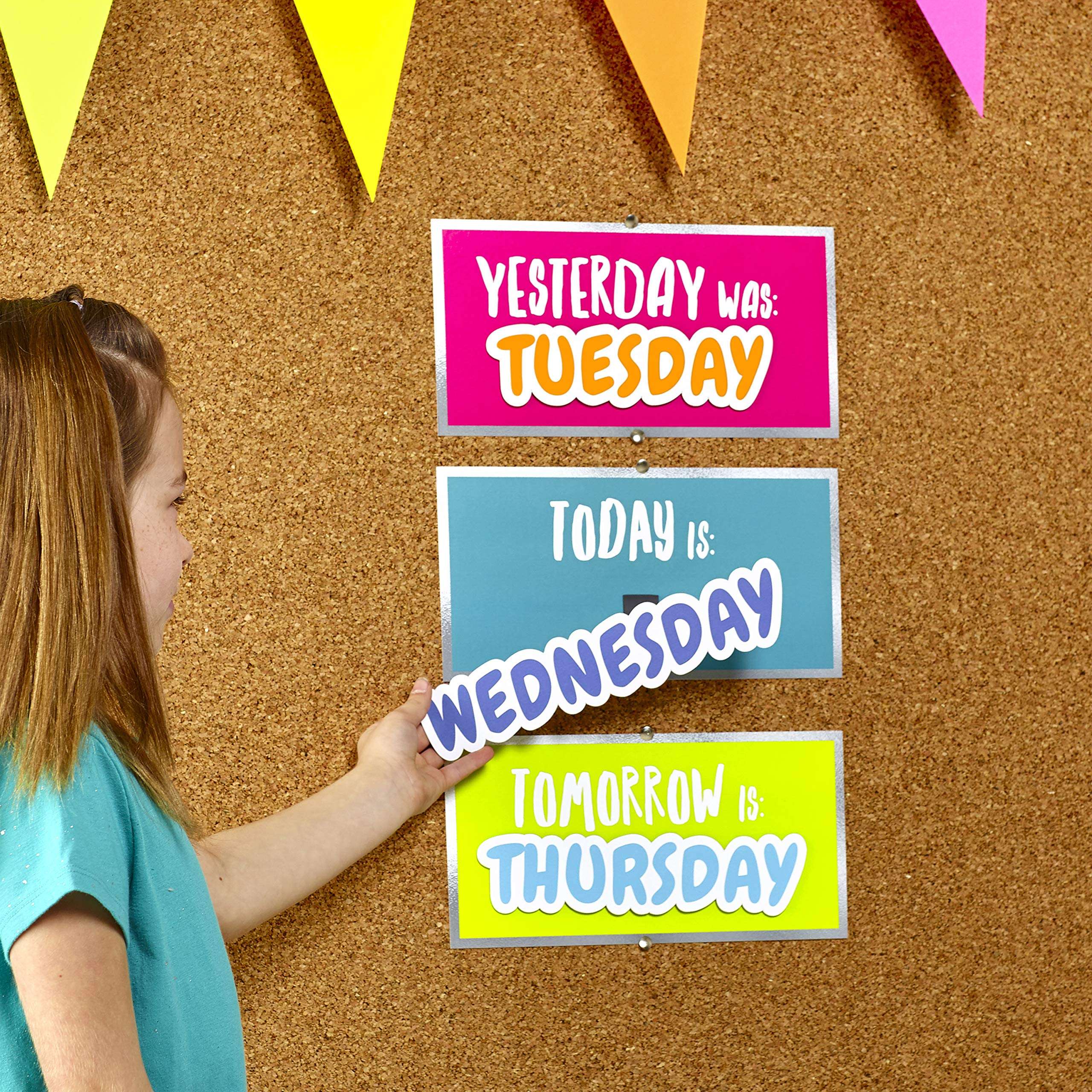 Astrobrights 10-Piece Days of The Week Kit, Pre-Assembled, 1 Backer Board with Magnet/10 Days of The Week Icons with Magnets, Assorted Colors (91765) 4