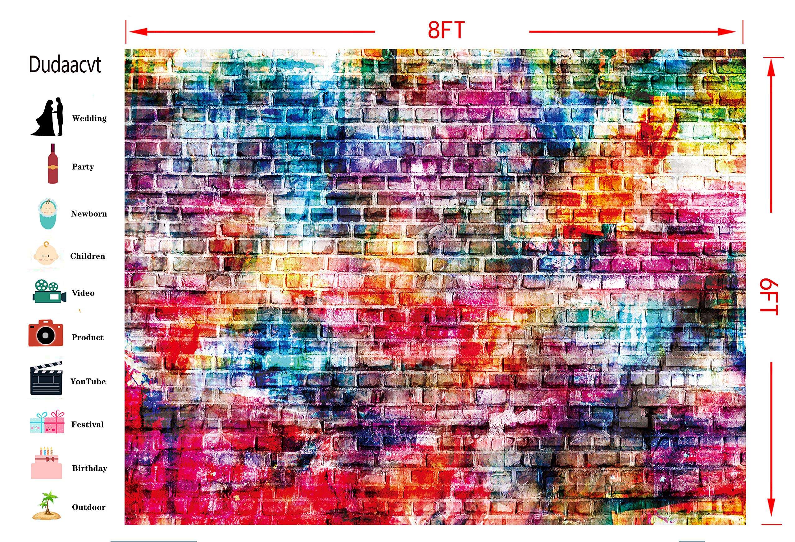 Dudaacvt 8x6ft Colorful Brick Wall Photography Backdrops Baby Birthday Party Wedding Graduation Home Decoration Photo Booth Studio Prop Banner Q013 3