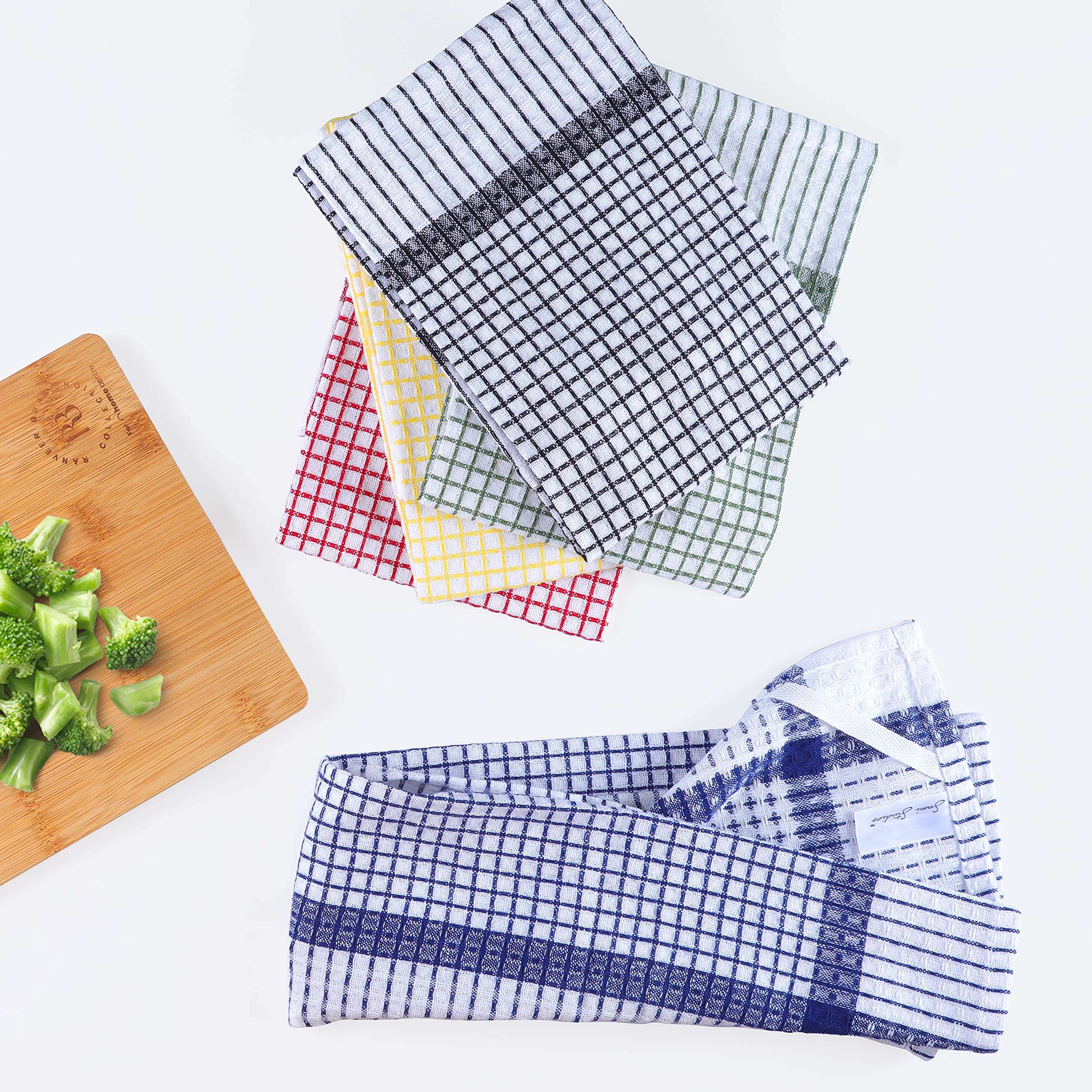 SAMI STUDIOS Kitchen Dish Towels Made with Eco-Friendly Cotton | Highly Absorbent for Cleaning & Quick Drying of Plates & Glasses | X-Large, 40 x 60 CM | Elegant Waffle Checks (Set of 10 Pieces) 2