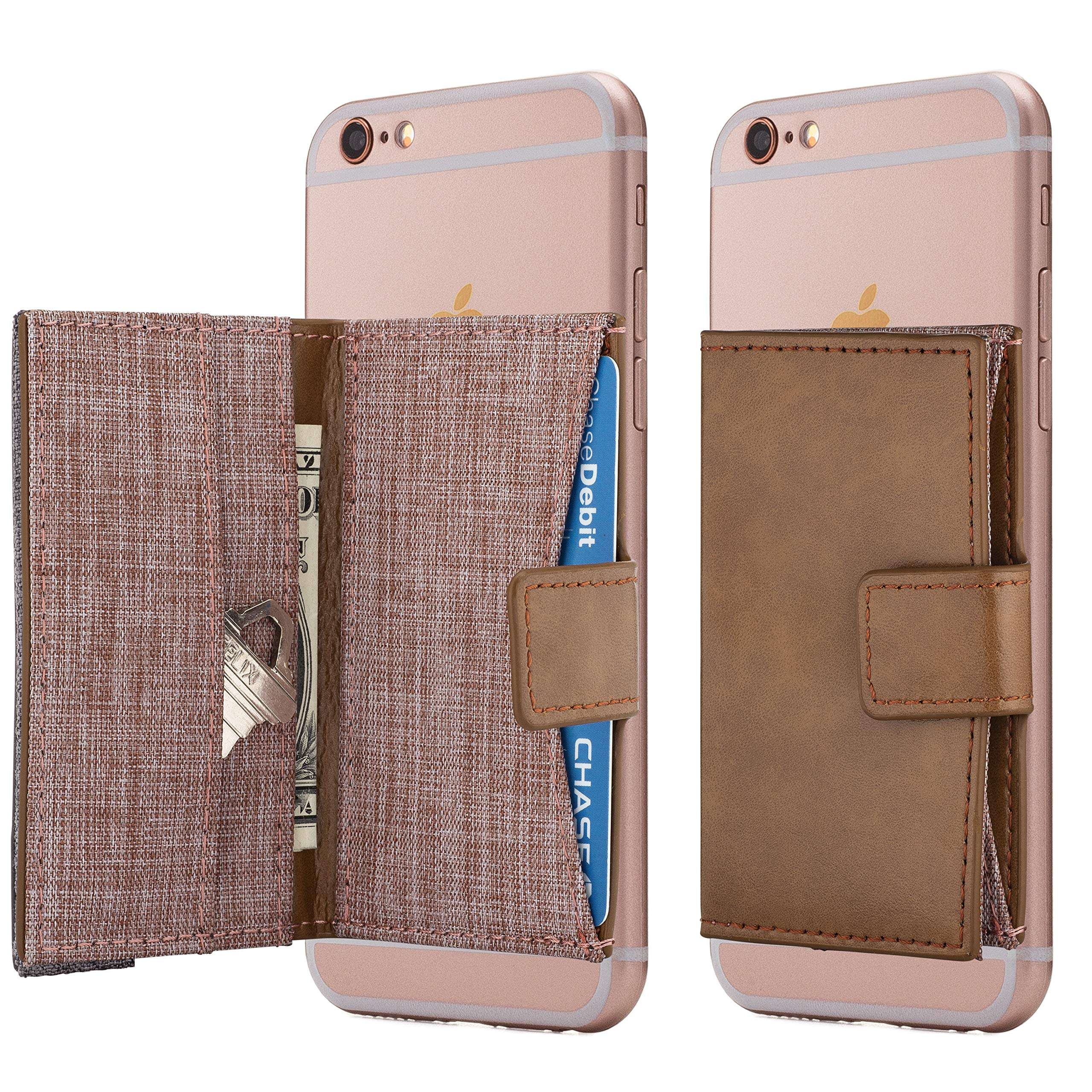 Cell Phone Card Holder Stick on Wallet Phone Pocket for iPhone, Android and All Smartphones (Black and Grey) 1