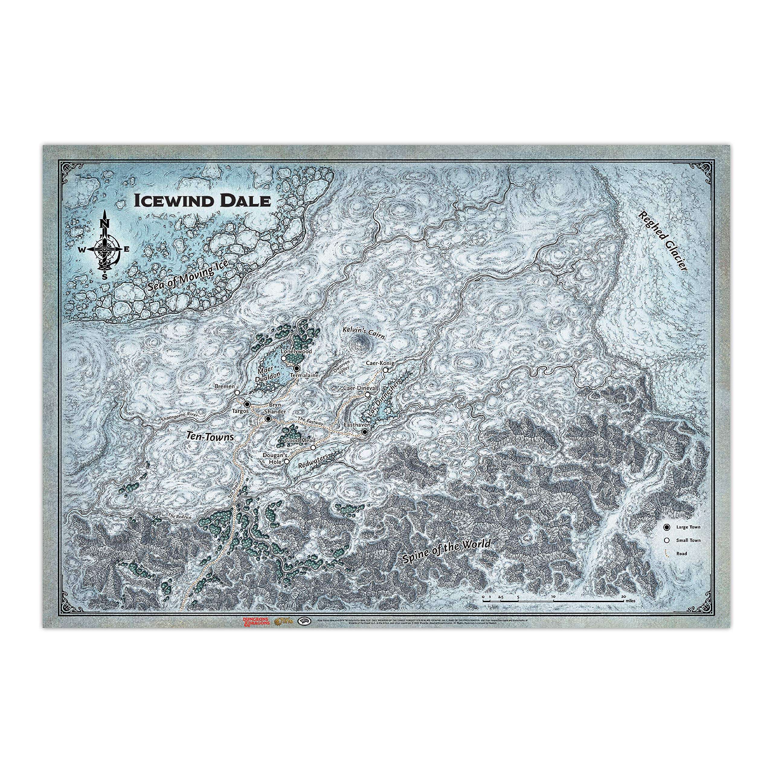 Gale Force Nine D&D: Icewind Dale Map - 31"x 21" - GF9's Official Dungeons & Dragons Tapletop Map, Multicoloured, One Size, (72806)