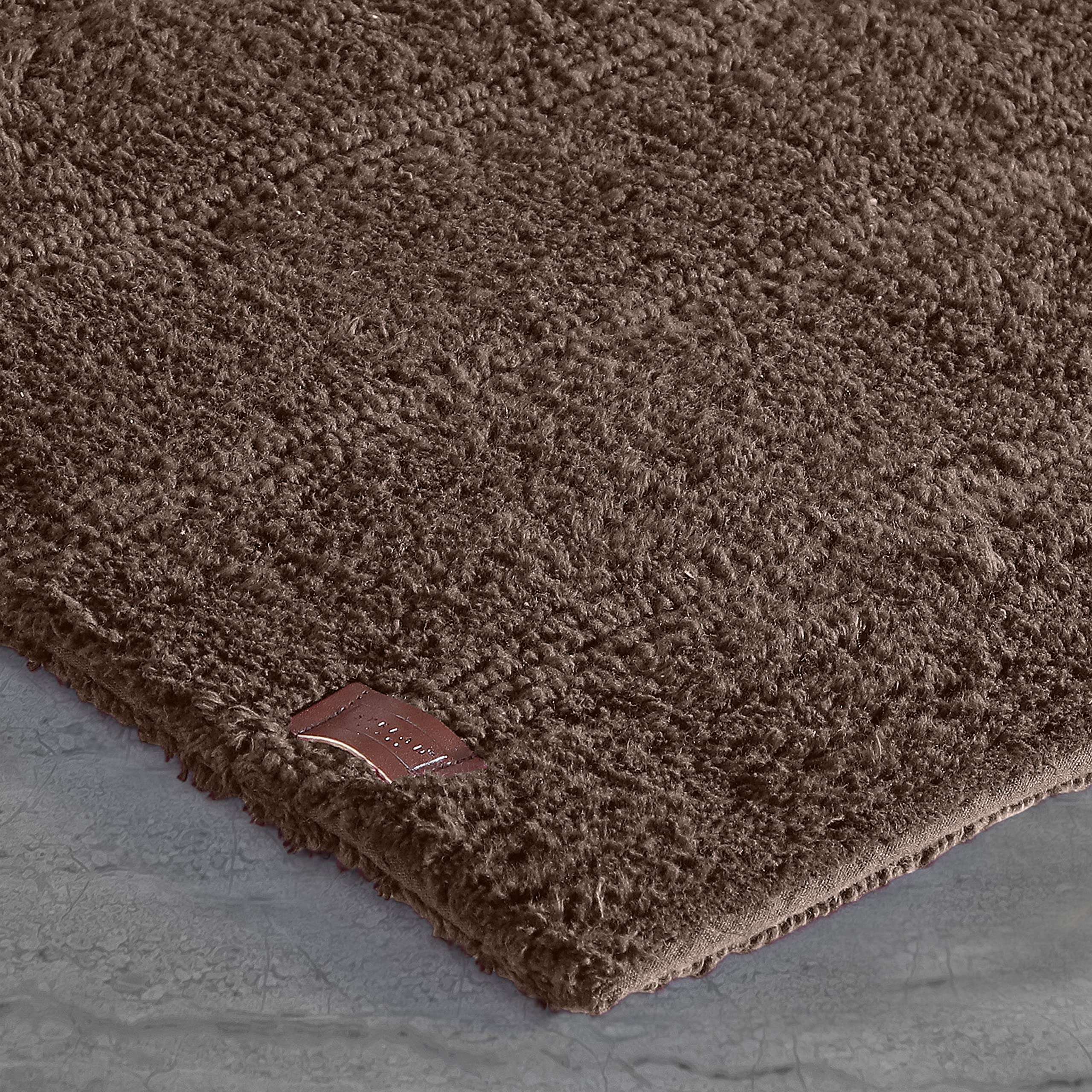 SPREAD SPAIN Cotton Mushy Reversible Bathmat 2700 GSM Super Absorbency 1 pc Luxury Bathmat and 1 pc Contour Bathmat 2 pc Set (50X80 CM + 50X50 CM Dark Brown) 5