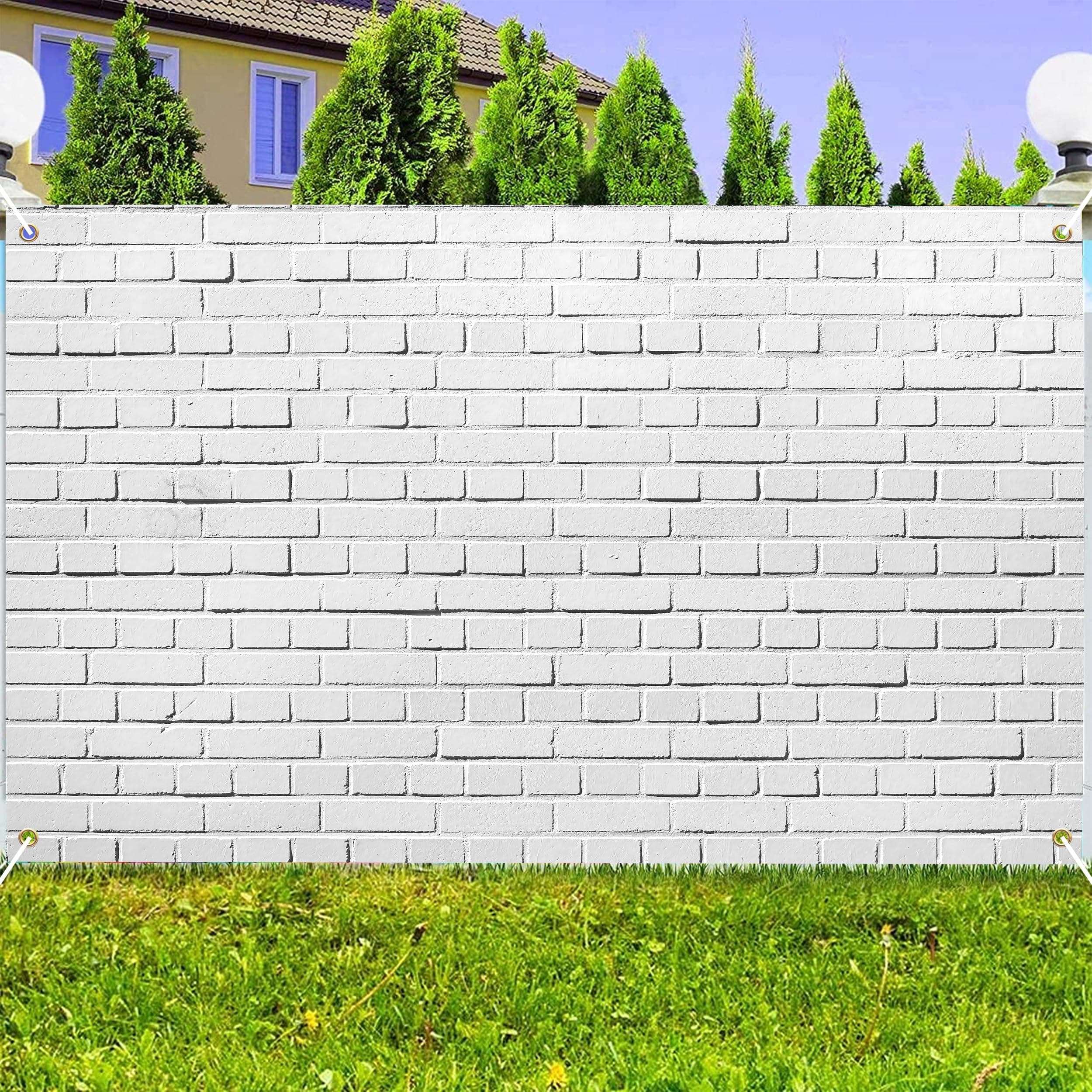 Art_Angels White Brick Wall Photo Backdrop 10 x 8 ft Polyester Fabric Vintage White Grey Stone Wall Background Kids Adults Portrait Photo Booth for Birthday Graduation Party Home Decoration Banner 3