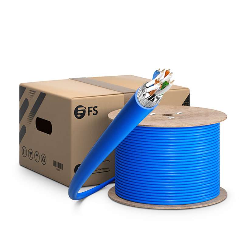 Cat7 Ethernet Bulk Cable, 1000ft (305m), 23AWG Solid Pure Bare Copper Wire, 1000MHz, Shielded (S/FTP), PVC CMR (Blue)