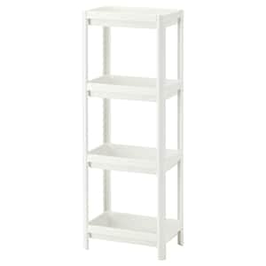 IKEA VESKEN Polypropylene Plastic Matte Shelf Trolley | White (36 x 23 x 100 cm)