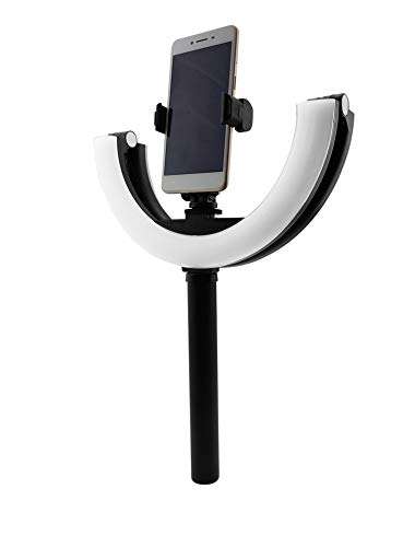 LED Foldable Light Ring Light with Tripod Stand And Phone Holder Circle Lights Halo Lighting Handheld Charging Pole for Makeup Live Streaming Photo Photography Vlogging Video(10'')