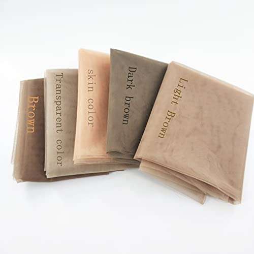 NIHE 1 yard of Swiss lace mesh, used for lace wig cap and wig making material or lace closed hair net ï¼Ë†Five colorsï¼â€° (Light brown)