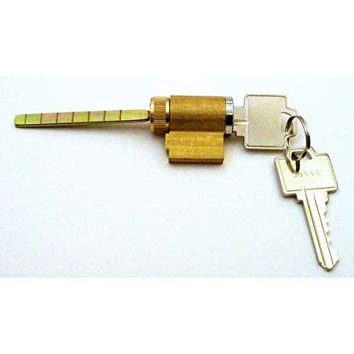 Cylinder Lock, 1-3/4 in. Tailpiece, Brass Housing, 2 Keys for Patio Door Locks