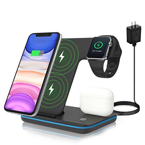 Wireless Charger,ZHIKE 3 in 1 Fast Charging Station Compatible with Apple Watch 7/SE/6/5/4/3/2,AirPods 3/Pro/2/1,Charging Stand for iPhone 13/Pro/Pro Max/12/11/X/Xs Max/8/8 Plus and Samsung Phones
