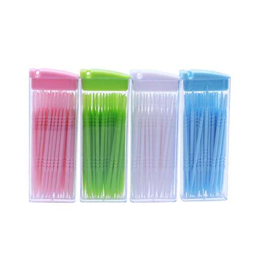Healifty 200pcs Plastic Toothpicks Double-Ended Toothpicks Brush Teeth Sticks Teeth Cleaning Tool Portable Oral Care Tooth Picks