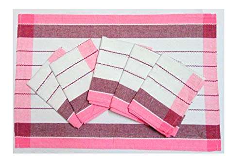 AmirThamil Kitchen Napkins Dish Clothes Lap Towels Face Towels Soft Pink and White and Large