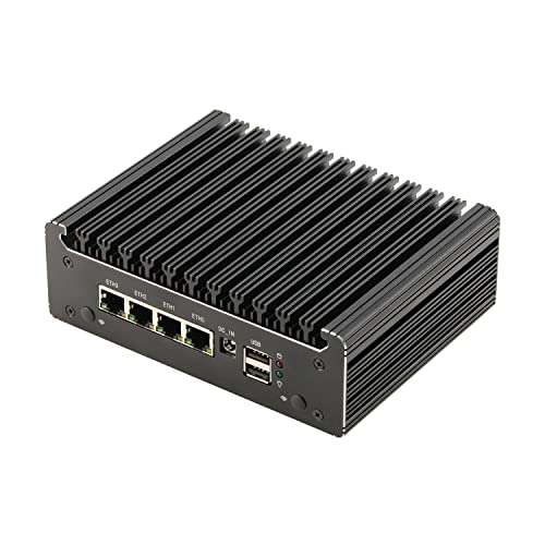 HUNSN Micro Firewall Appliance, Mini PC, OPNsense, VPN, Router PC, Intel N4505 N6000, RS41, AES-NI, 4 x 2.5GbE I226-V, Console, Type-C, HDMI, DP, SIM Slot, 16G RAM, 256G SSD