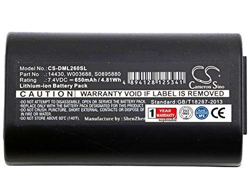 XSPLENDOR XPS Replacement Battery for 3M PL200 DYMO 260P 280 LabelManager 260 260P 280 LabelManager PnP PN 3M 14430 S0895880 W003688 DYMO 14430 1758458 S0895880 S0915380 W003688 650mAh
