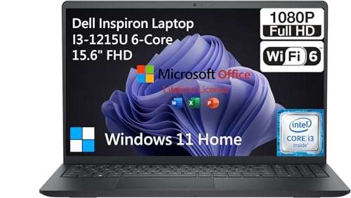 Dell Inspiron 15 3000 Laptop Computer, FHD 15.6 Laptop with Microsoft Office Included Lifetime, Intel 6-Core i3 Laptop PC Notebook, 24GB RAM 1TB SSD Windows 11, 10-Key Number Pad|WiFi 6|USB-C|Webcam