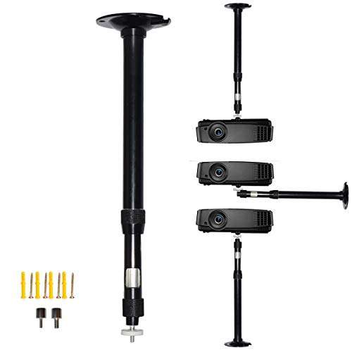 2-Be-Best Universal Projector Ceiling Mount Height Extendable Projector Wall Mount Video Projector Bracket Stand 3 in 1 360° Rotatable Head Extendable Length for Projectors Camera CCTV DVR Black