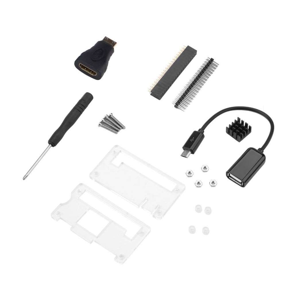 Chiffonade Basic Protective Case Suite Kit Compatible with Raspberry Pi Zero/for Zero W, Includes Heat Sink, OTG Cable, and 40-Pin GPIO Accessories